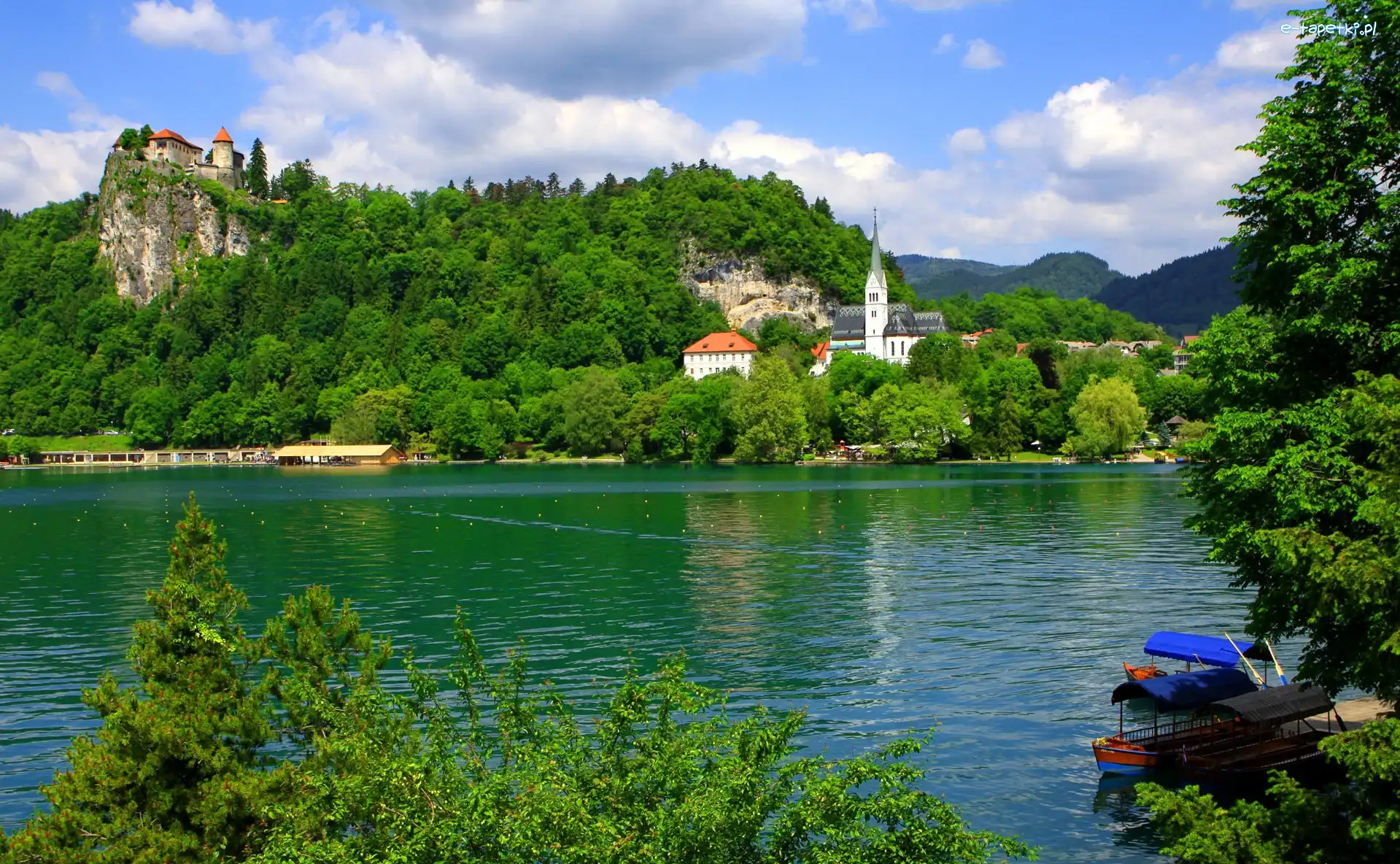 Grad Bled, Kościół, Wzgórze, Jezioro Bled, Słowenia, Zamek Bled, Skała