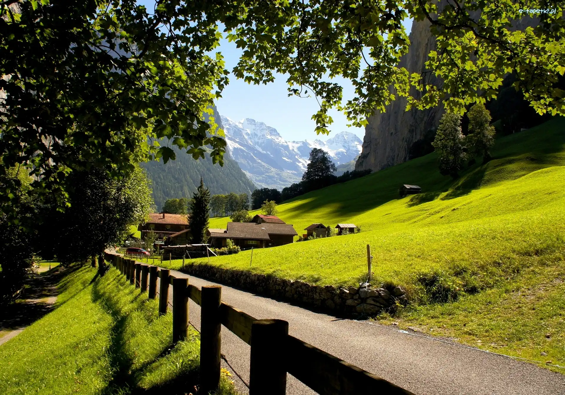 Góry, Camping Jungfrau, Droga, Szwajcaria, Lauterbrunnen