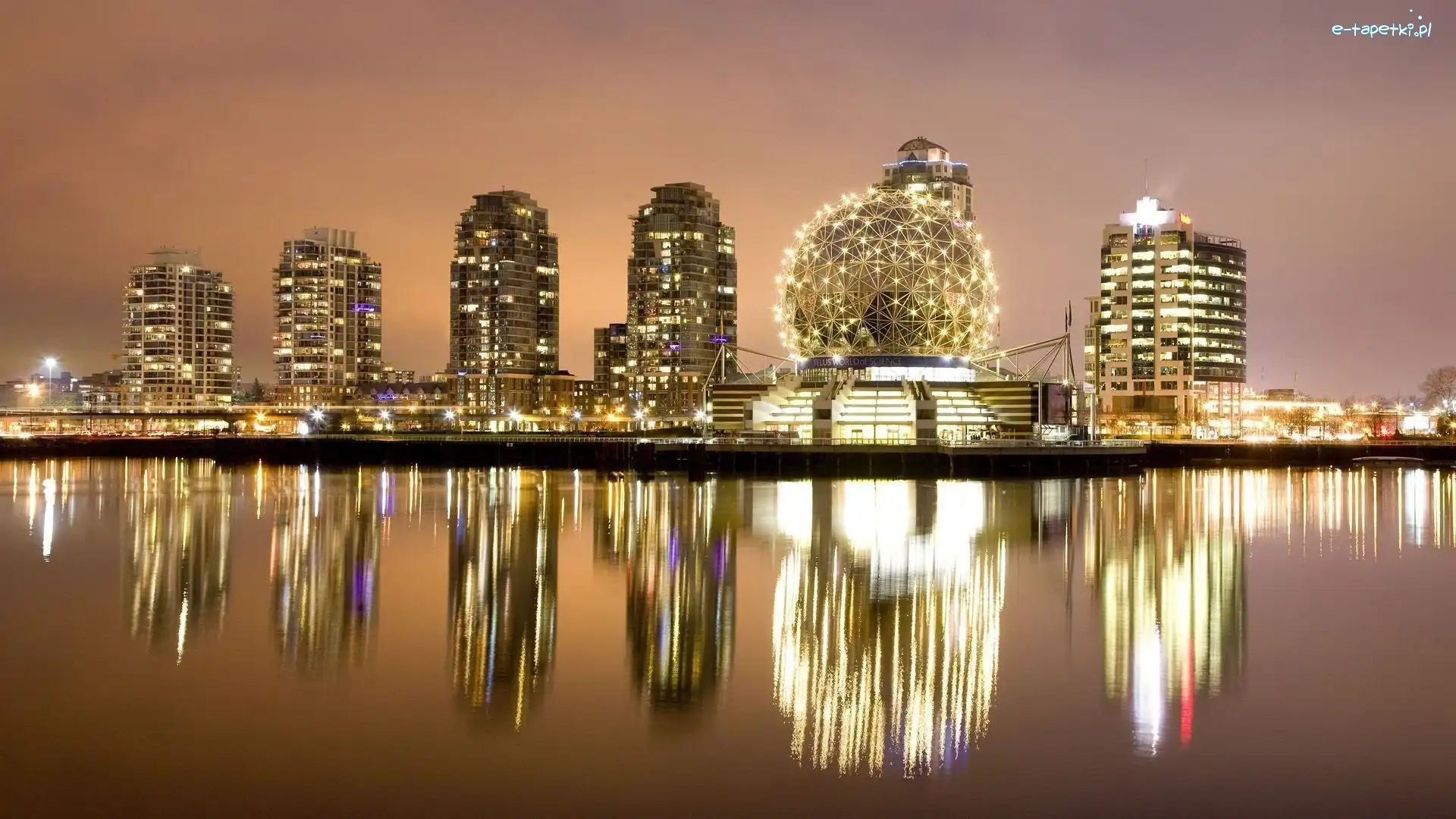 Miasto, Drapacze, Chmur, Odbicie, Kanada, Vancouver