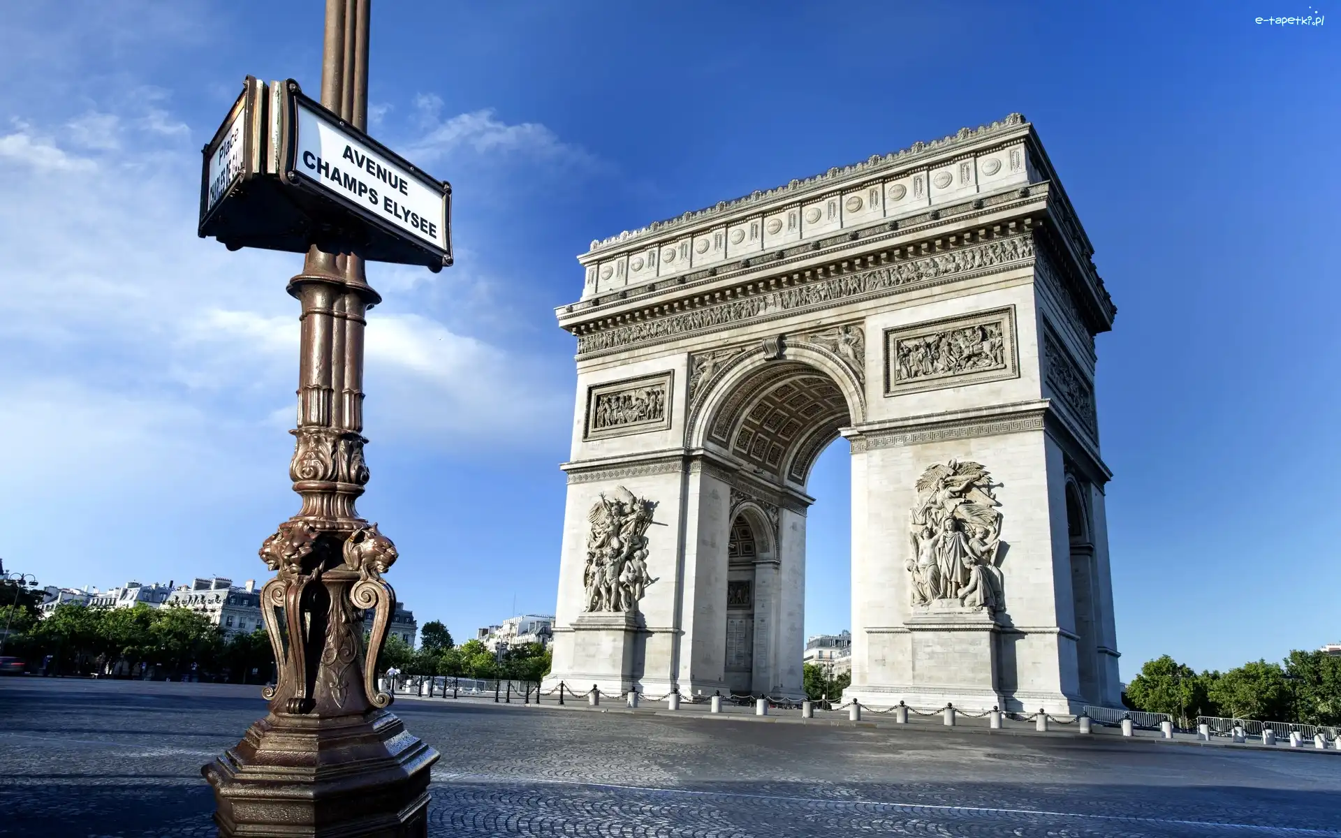 Łuk Triumfalny, Drogowskaz, Ulica, Francja, Paryż