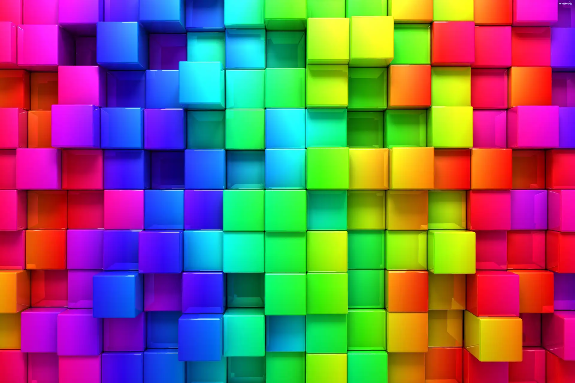 Grafika 3D, Kostki, Tęczowe