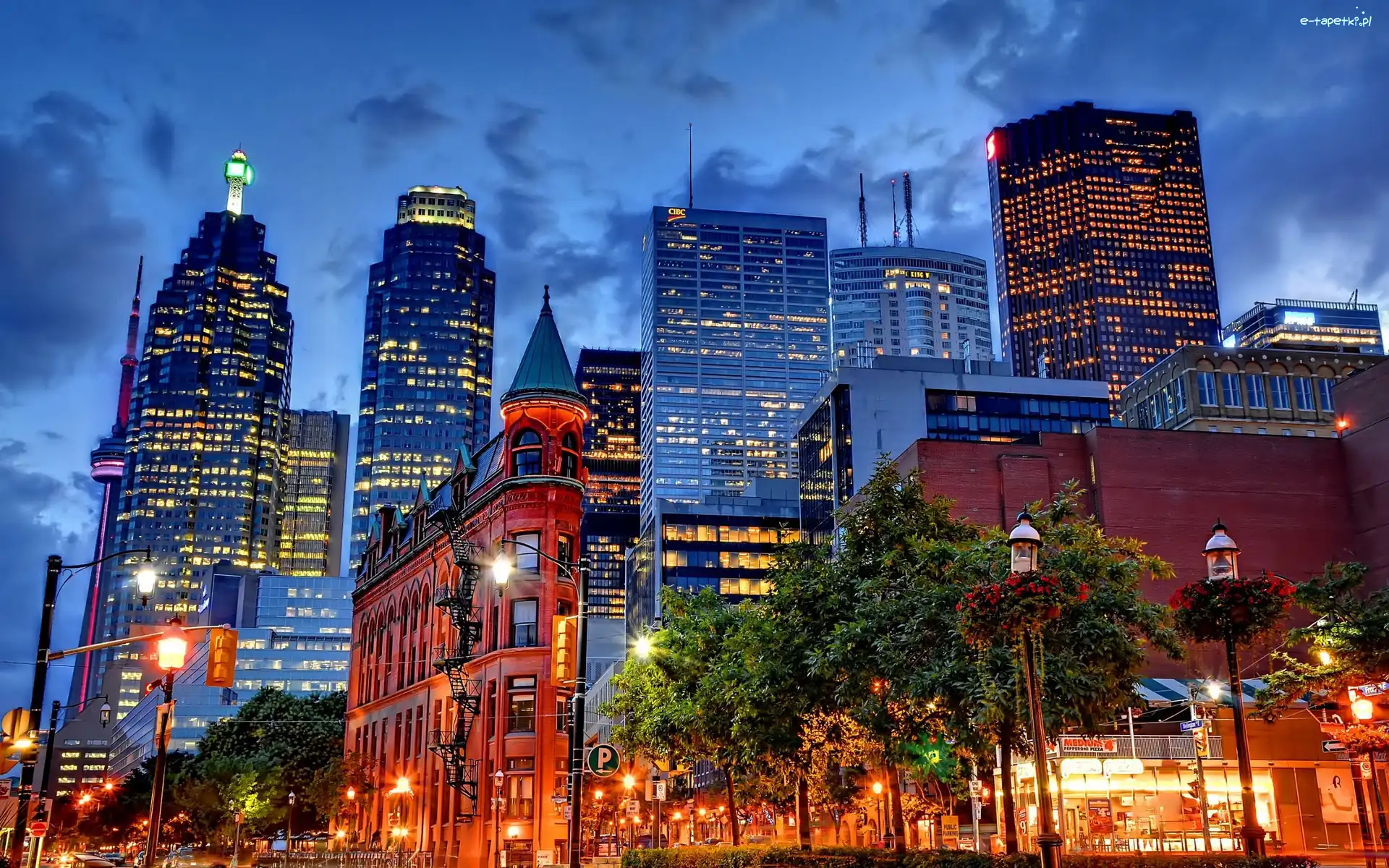 Kanada, Latarnie, Panorama, Ulice, Budynki, Toronto, Miasta