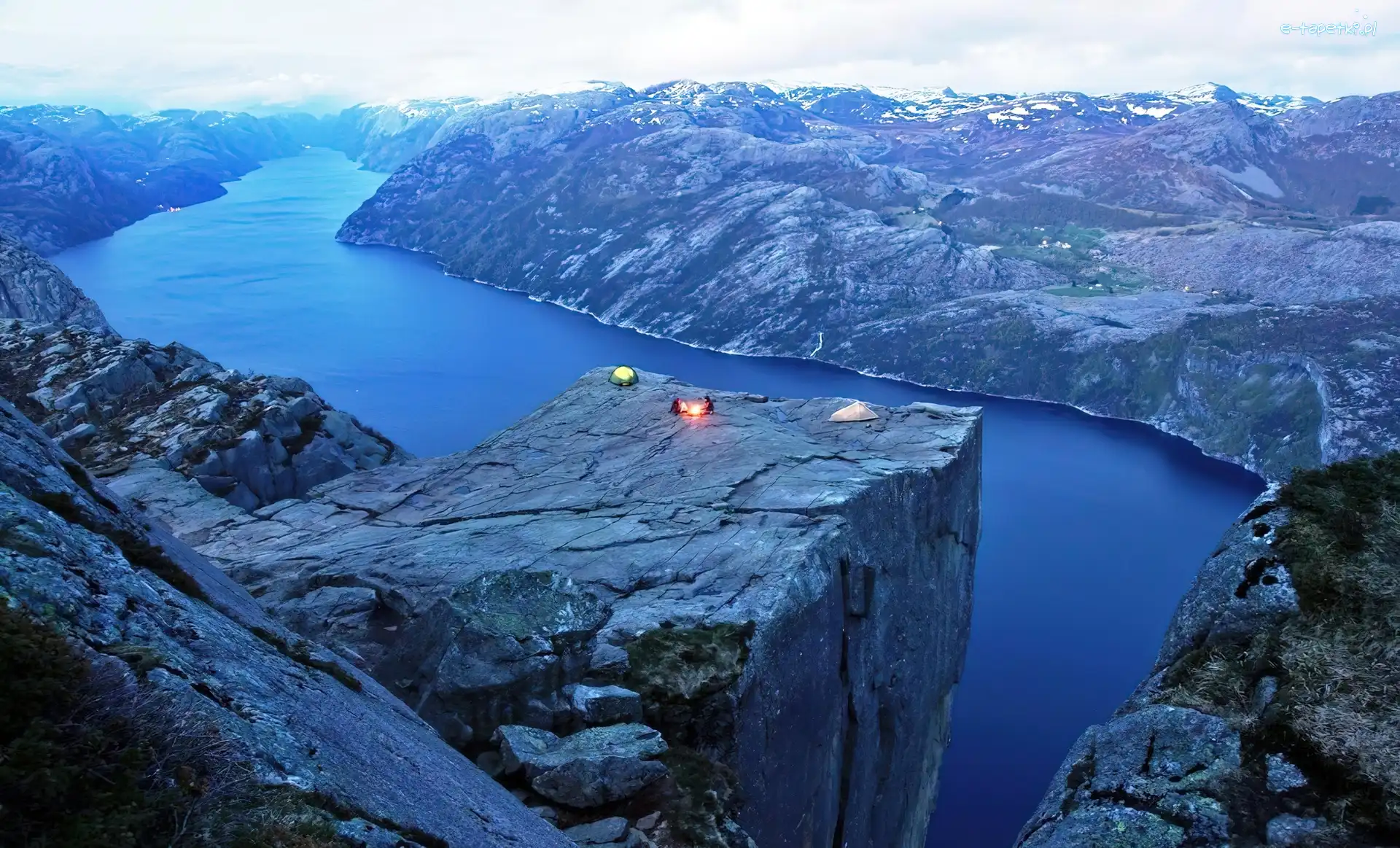 Klif Preikestolen, Góry, Fiord Lysefjorden, Norwegia