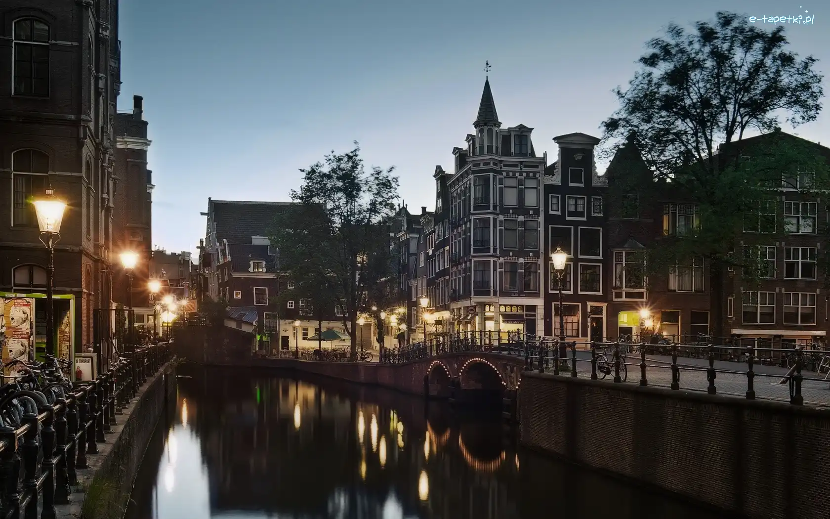 Wieczór, Domy, Amsterdam, Latarnie, Miasto
