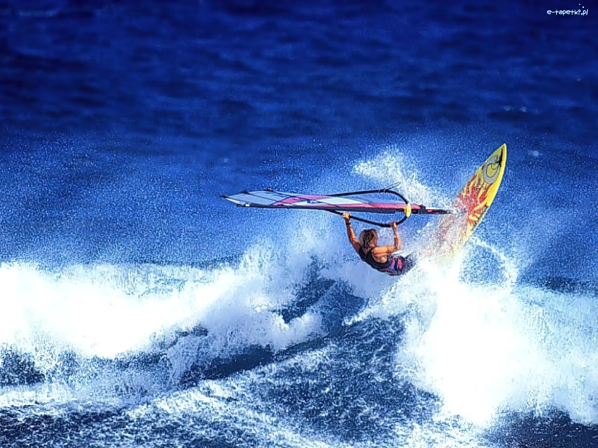 Windsurfing, żagiel , deska, fala, morze