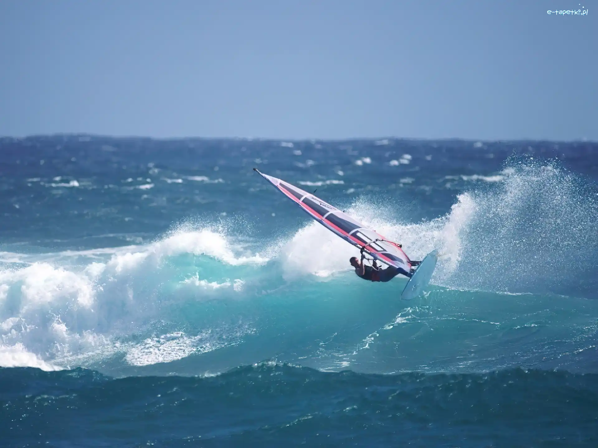 Windsurfing, żagiel , deska, fala, morze