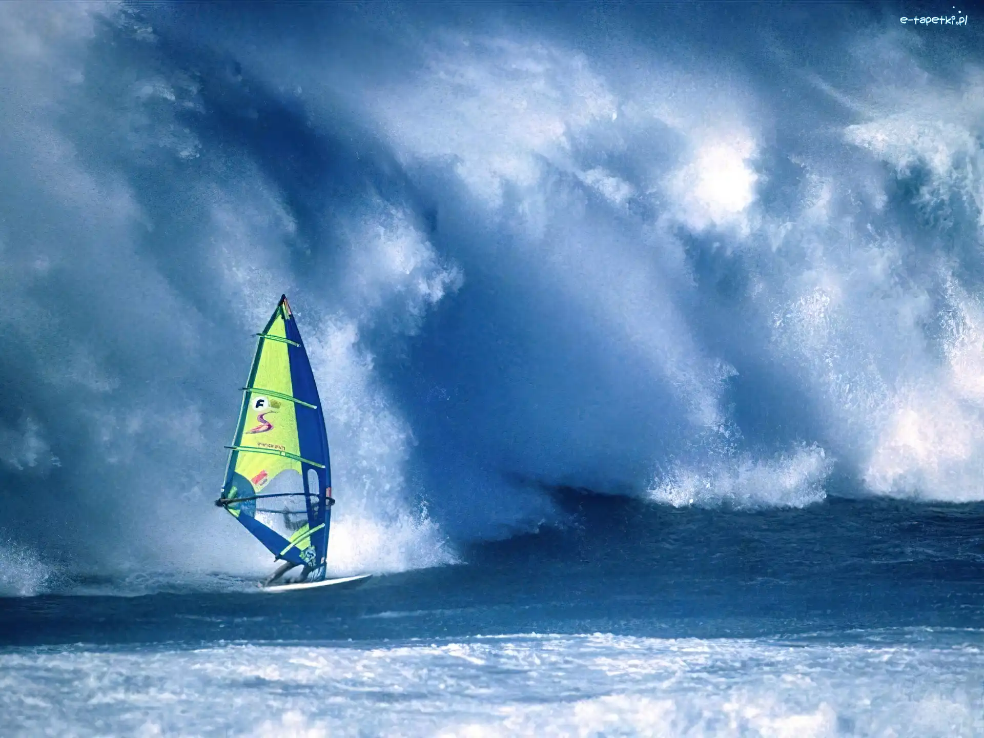 Windsurfing, żagiel , deska, fala, morze
