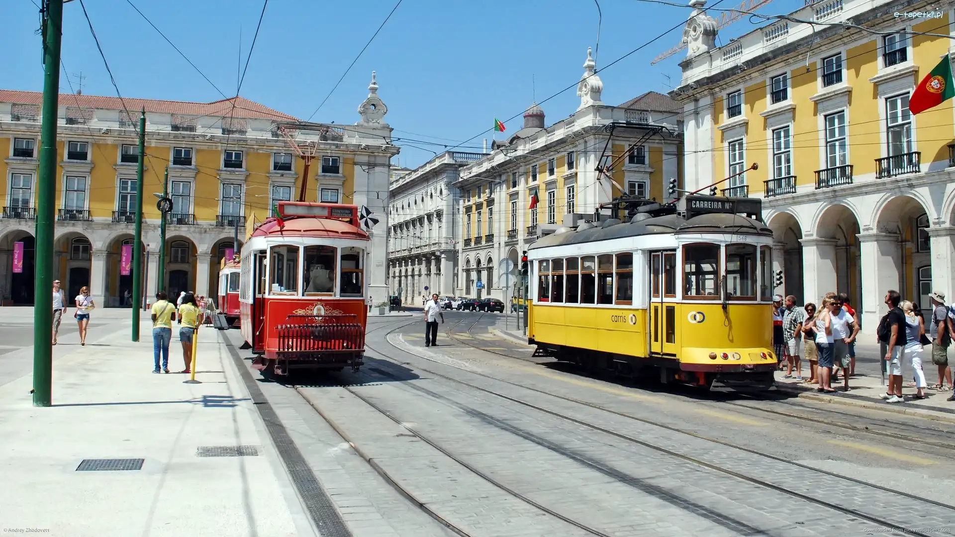 Lizbona, Miasta, Fragment, Tramwaje, Kamienice