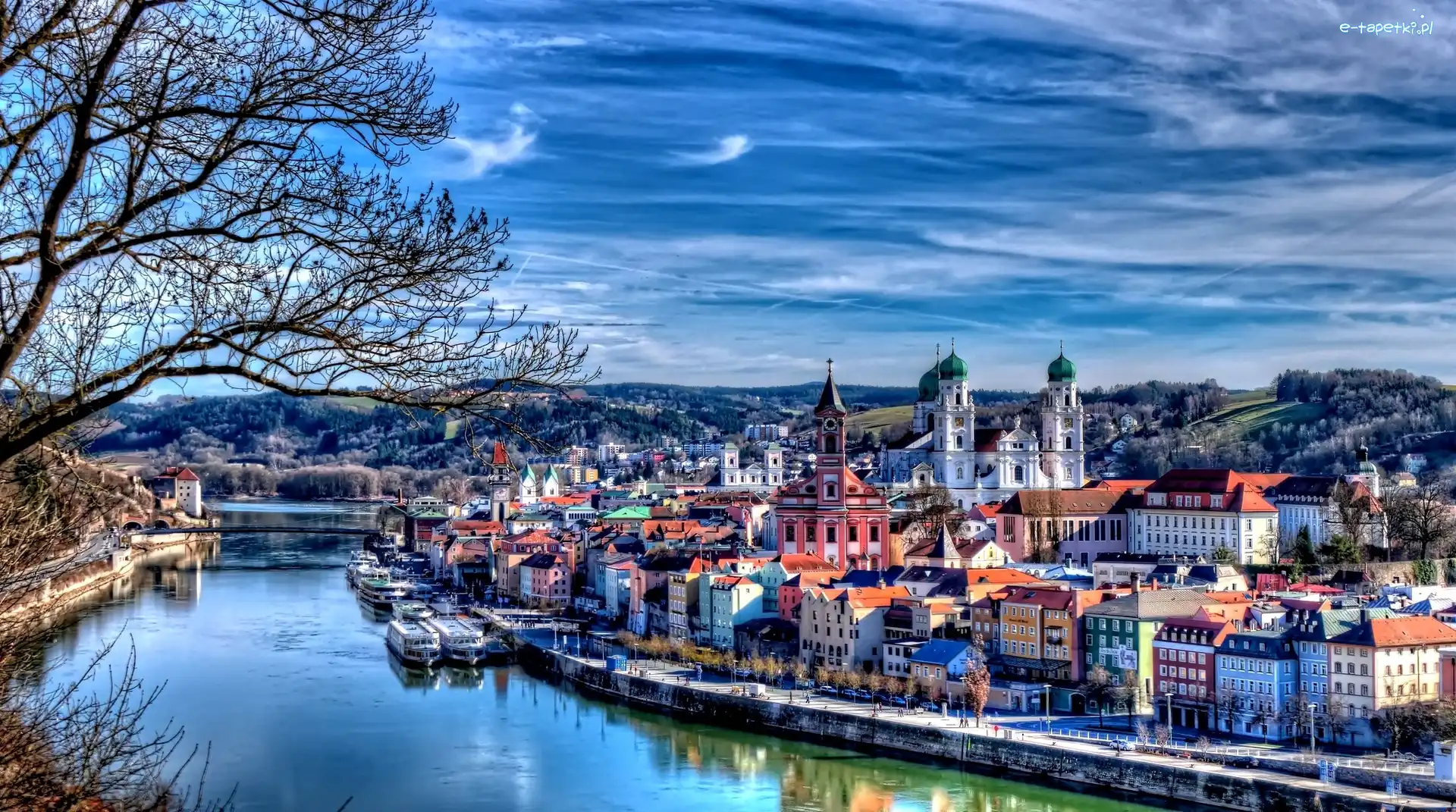 Rzeka, Miasta, Panorama, Niemcy, Passau