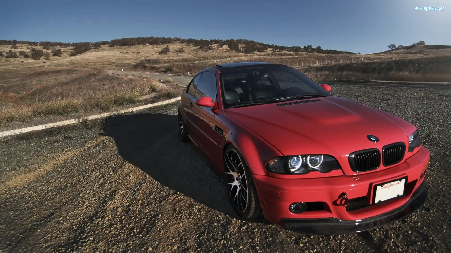 Czerwony, BMW, Samochód, Pola, E46