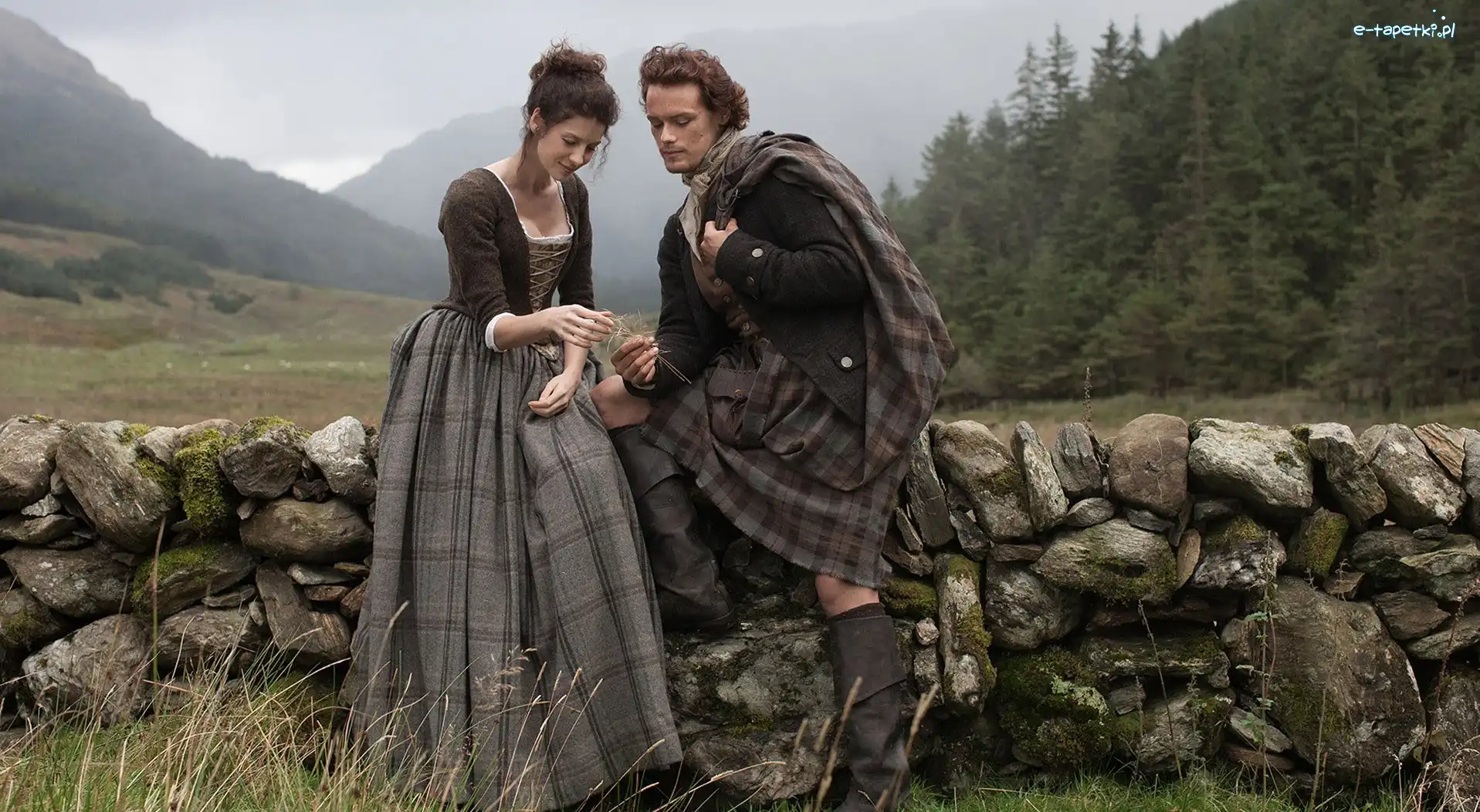 Dziewczyna, Film, Góry, Mur, Przygodowy, Mężczyzna, Kamienny, Outlander