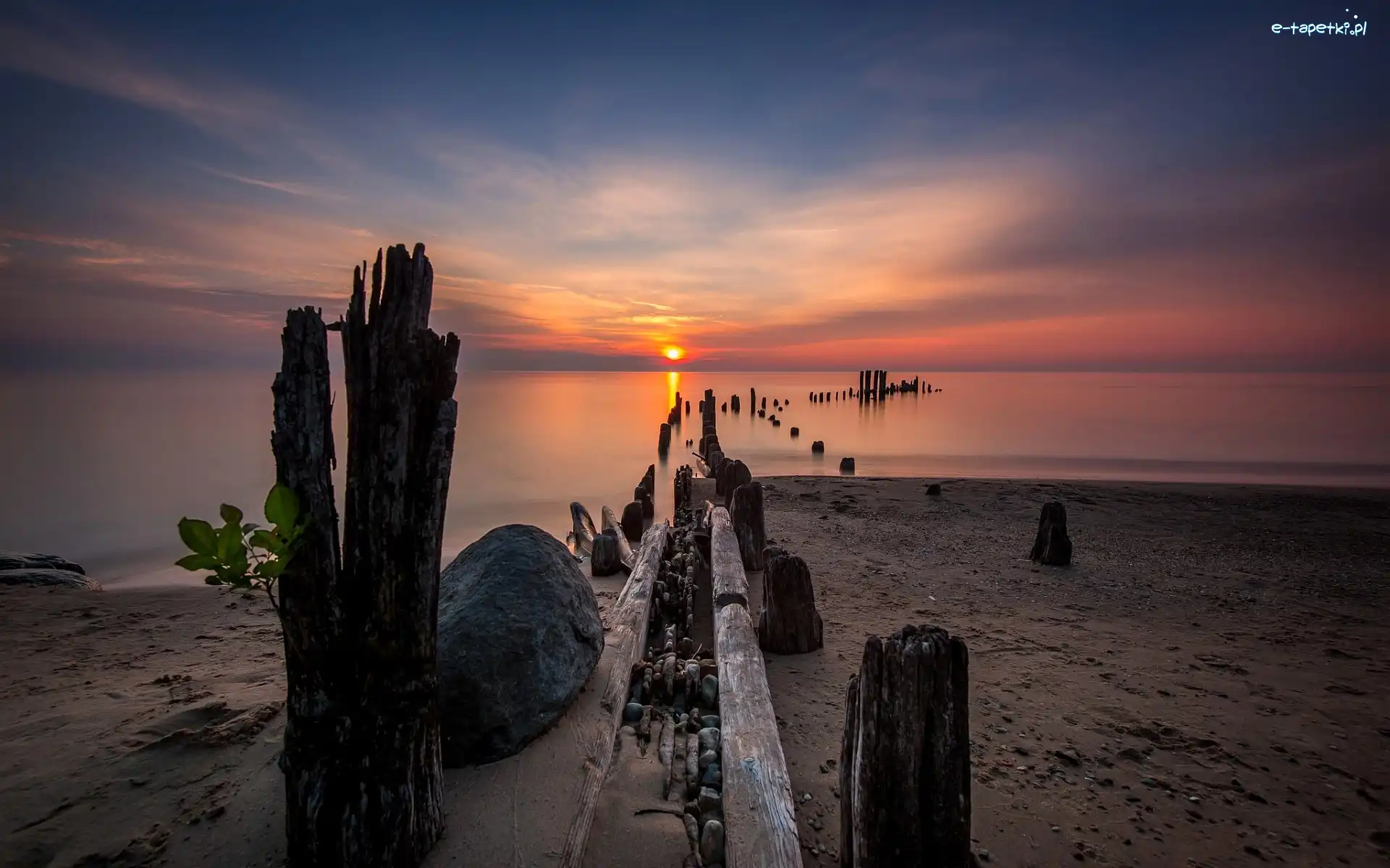 Zachód Słońca, Plaża, Morze