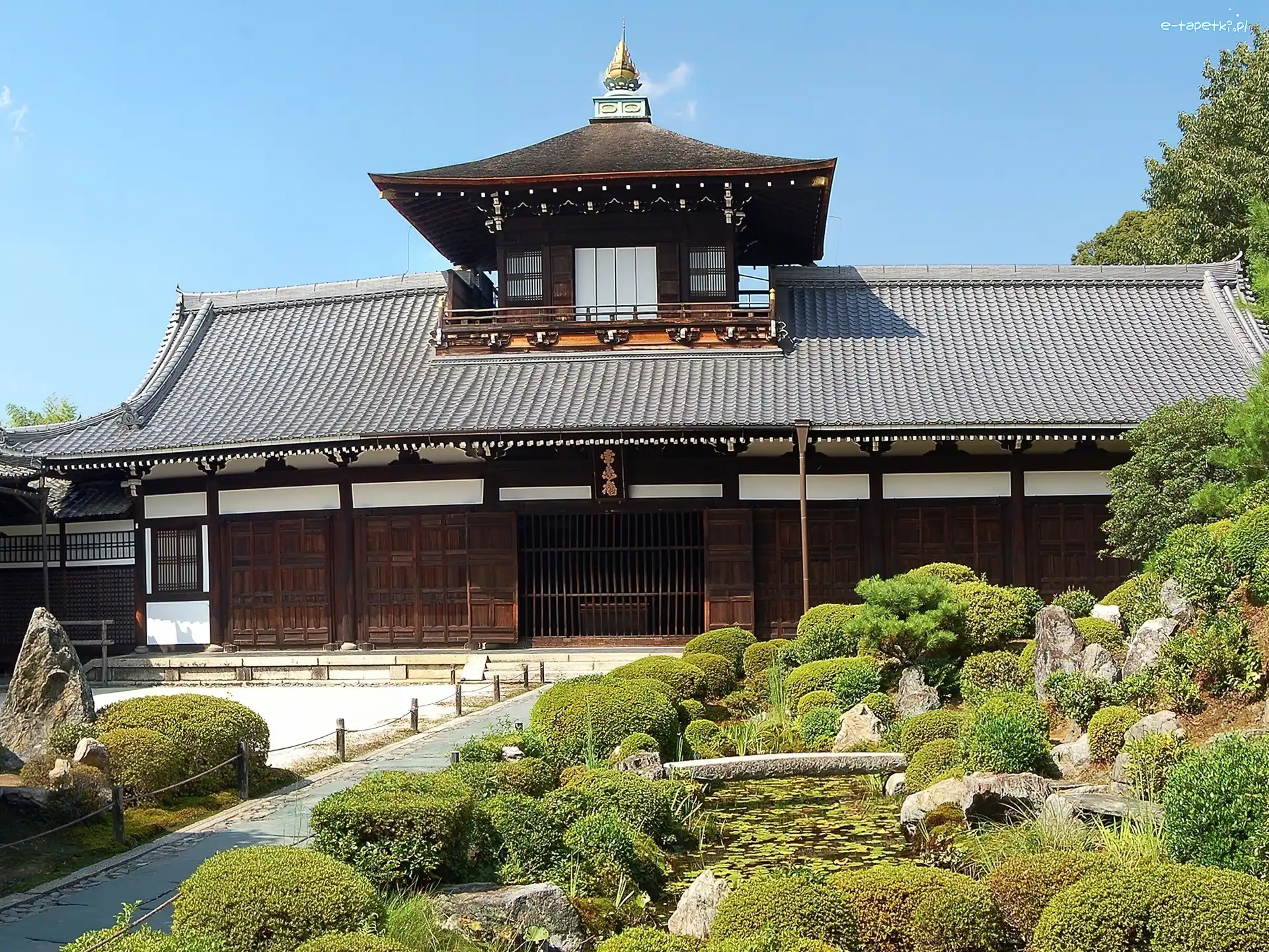 Japonia, Ogród, Dom, Krzewy, Kamienie