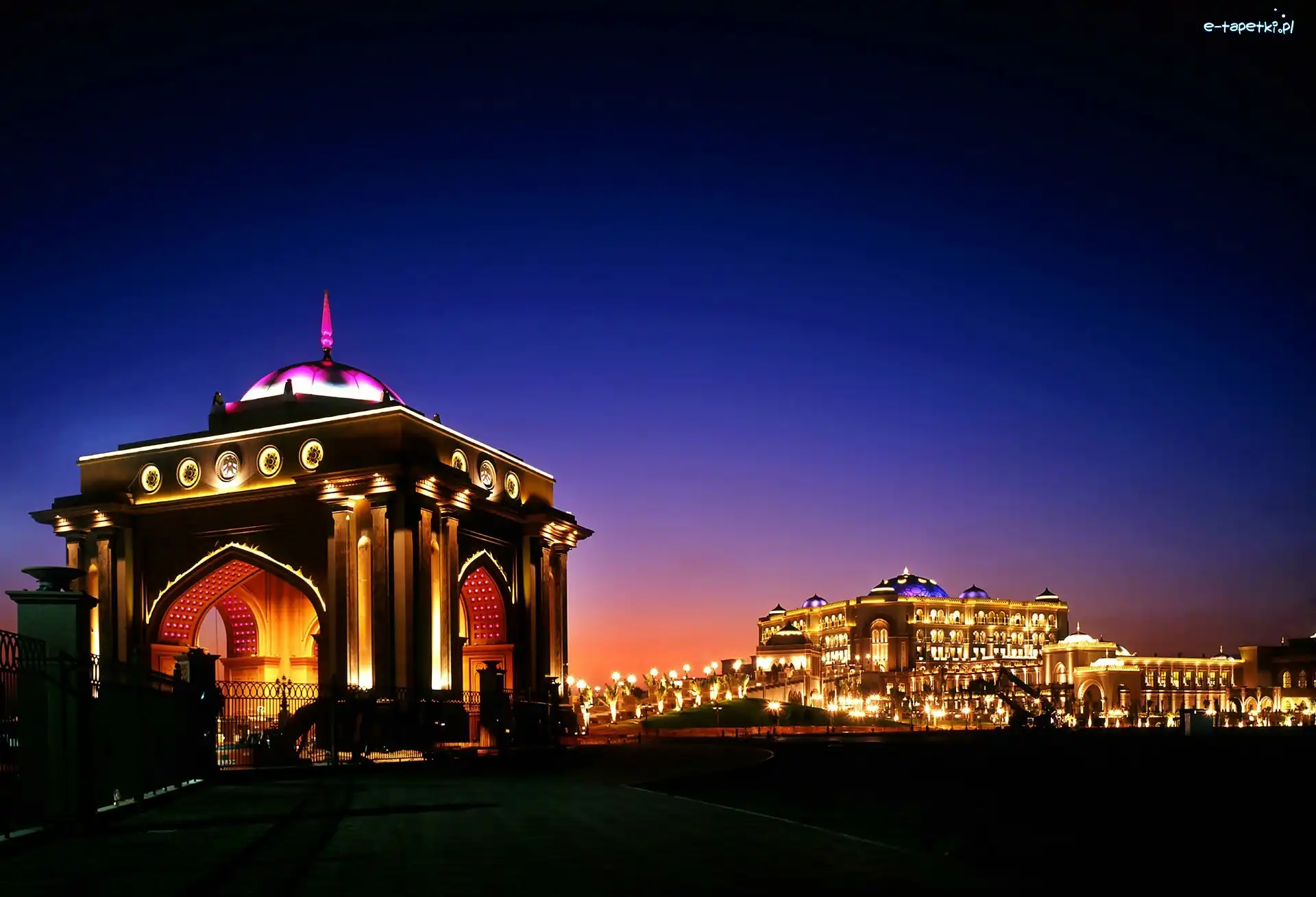 Hotel, Miasto, Emirates Palace, Miasto nocą, Abu Dhabi