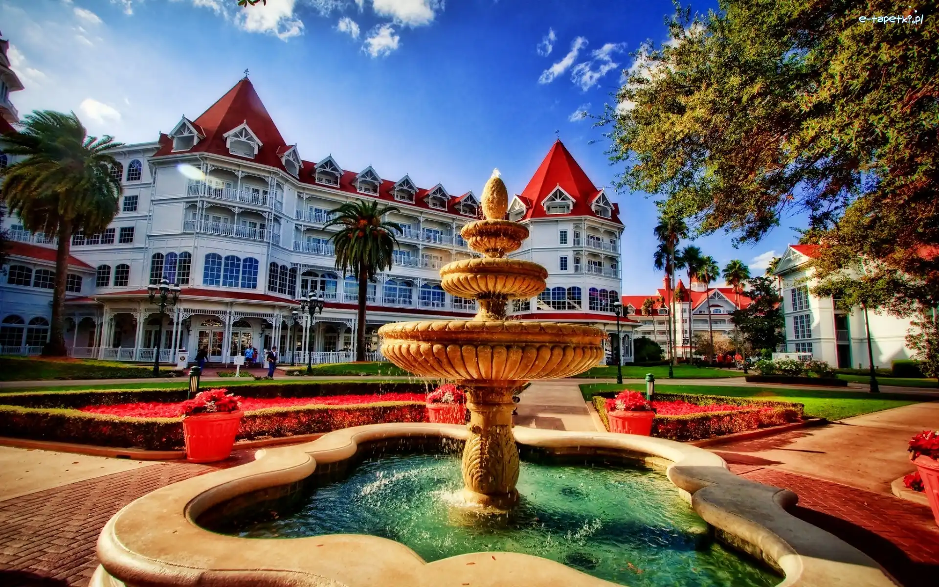 Ogród, USA, Fontanna, Hotel Disney Grand Floridian
