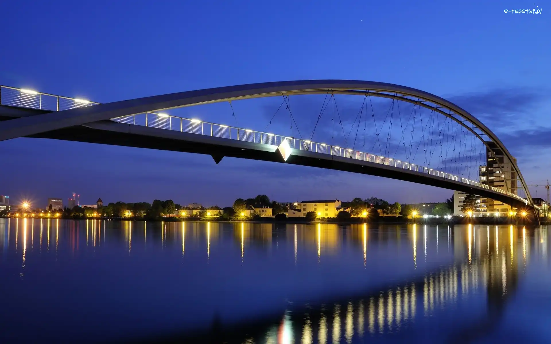 Most, Miasto Nocą, Morze, Oświetlony