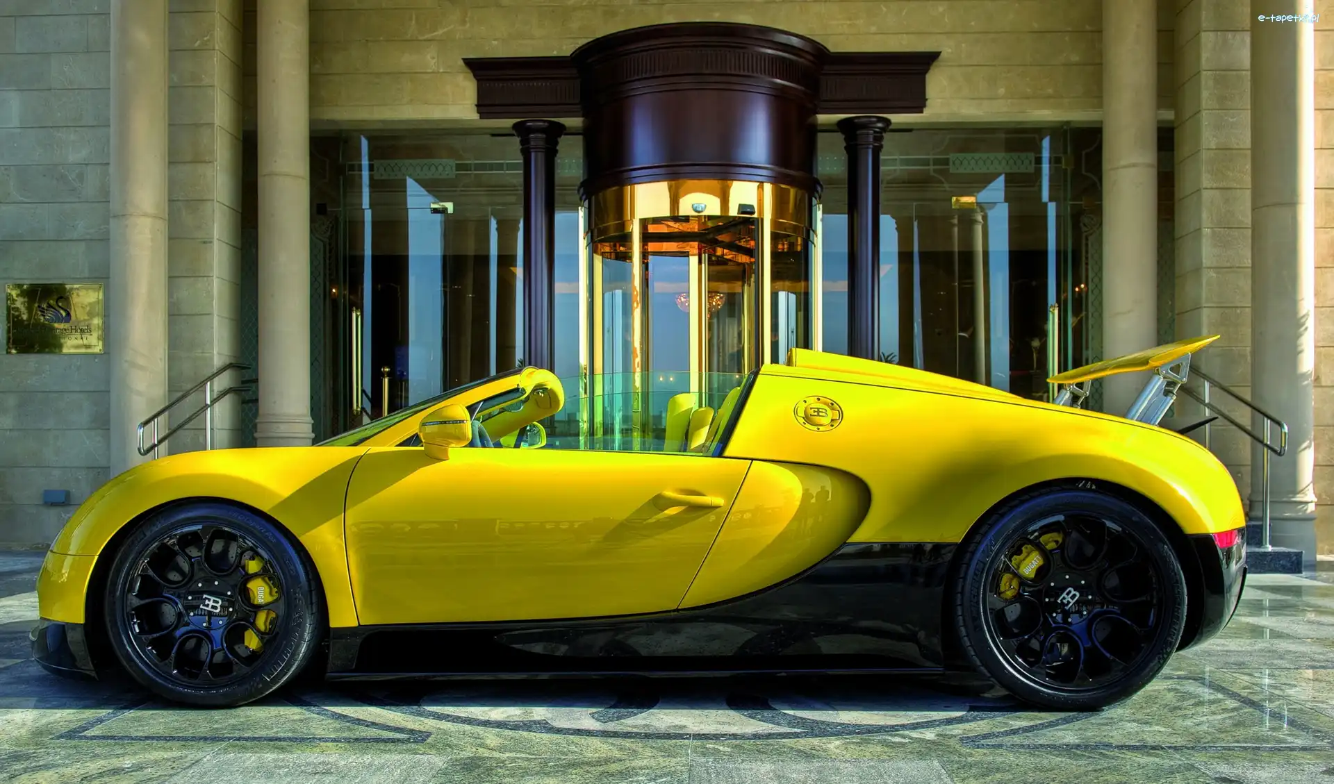 Żółty, Veyron, Bugatti, Budynek, 16.4 Grand Sport