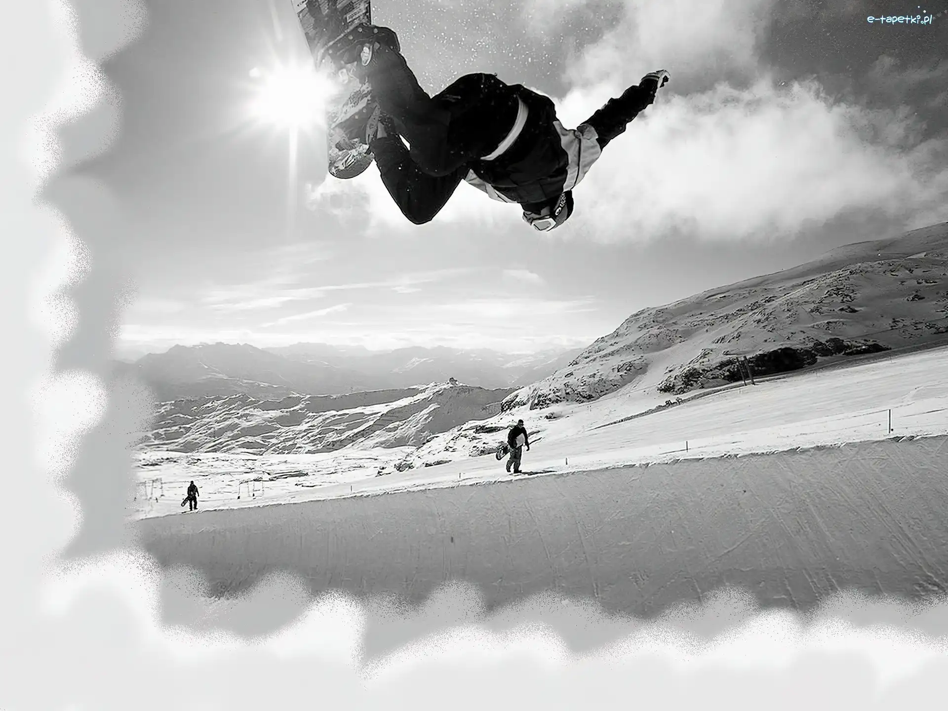 Snowbording, śnieg, deska , słońce, zima