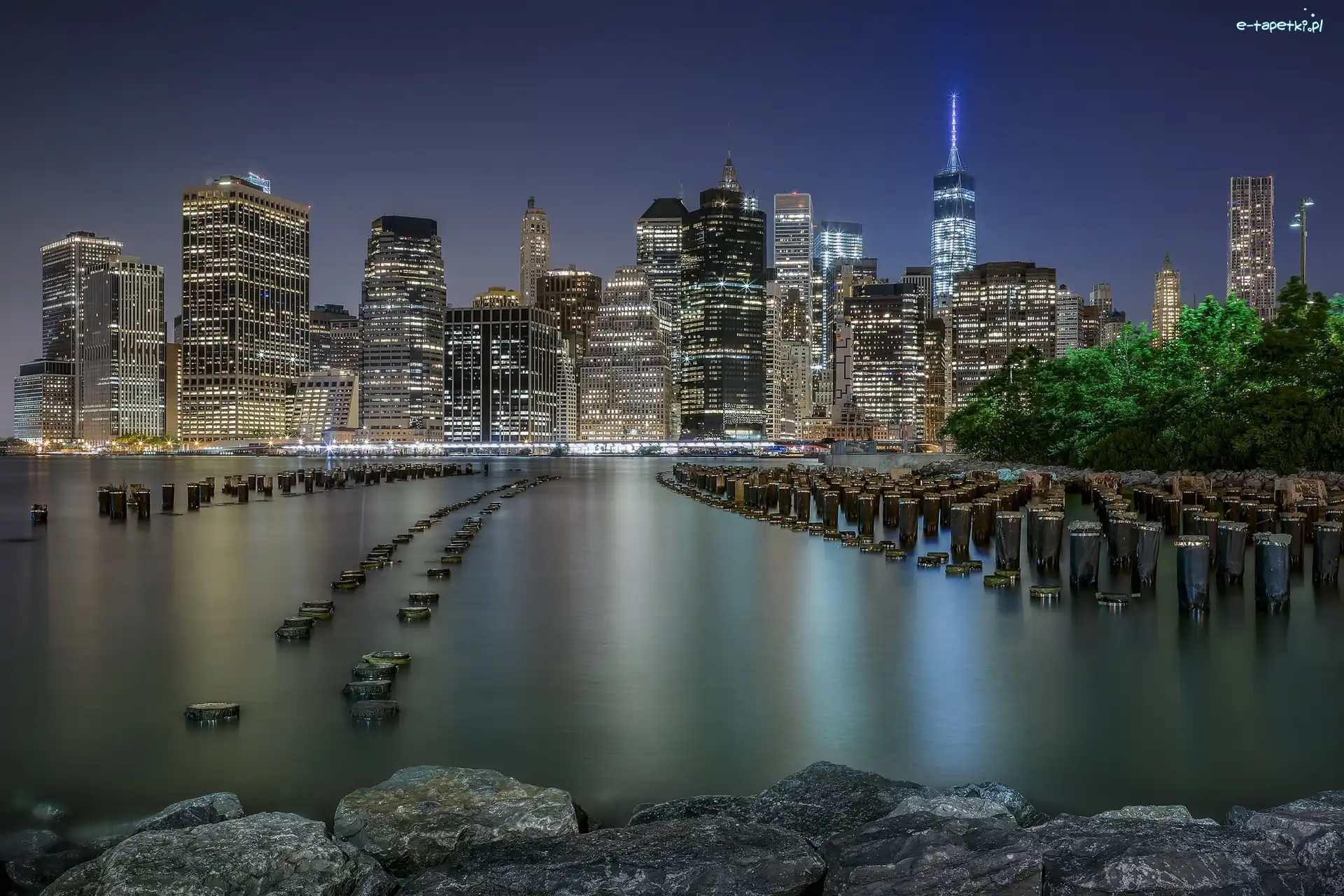 Stany Zjednoczone, Dolny, Nowy Jork, Miasto nocą, Manhattan