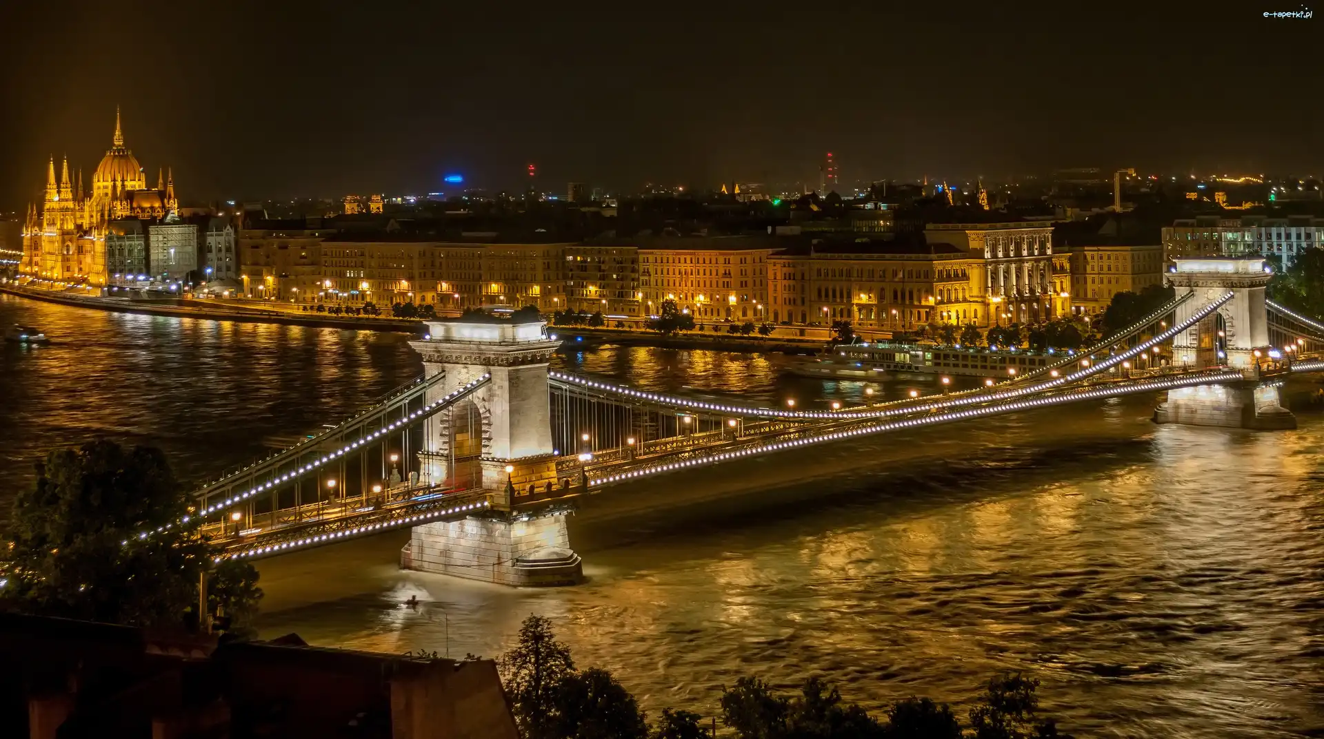 Most, Miasto, Noc, Rzeka, Budapeszt, Węgry