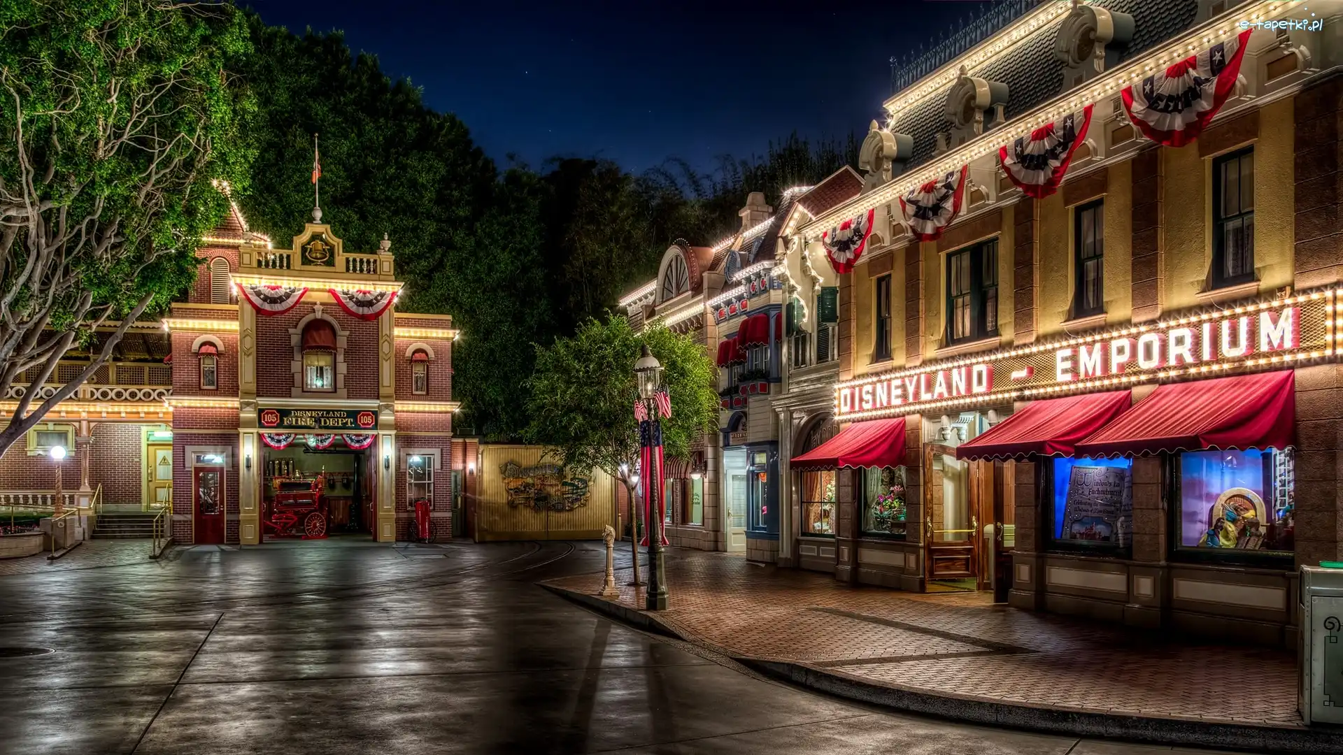 Kalifornia, Disneyland, HDR, Miasta nocną, Domy, Anaheim, Projekt, USA