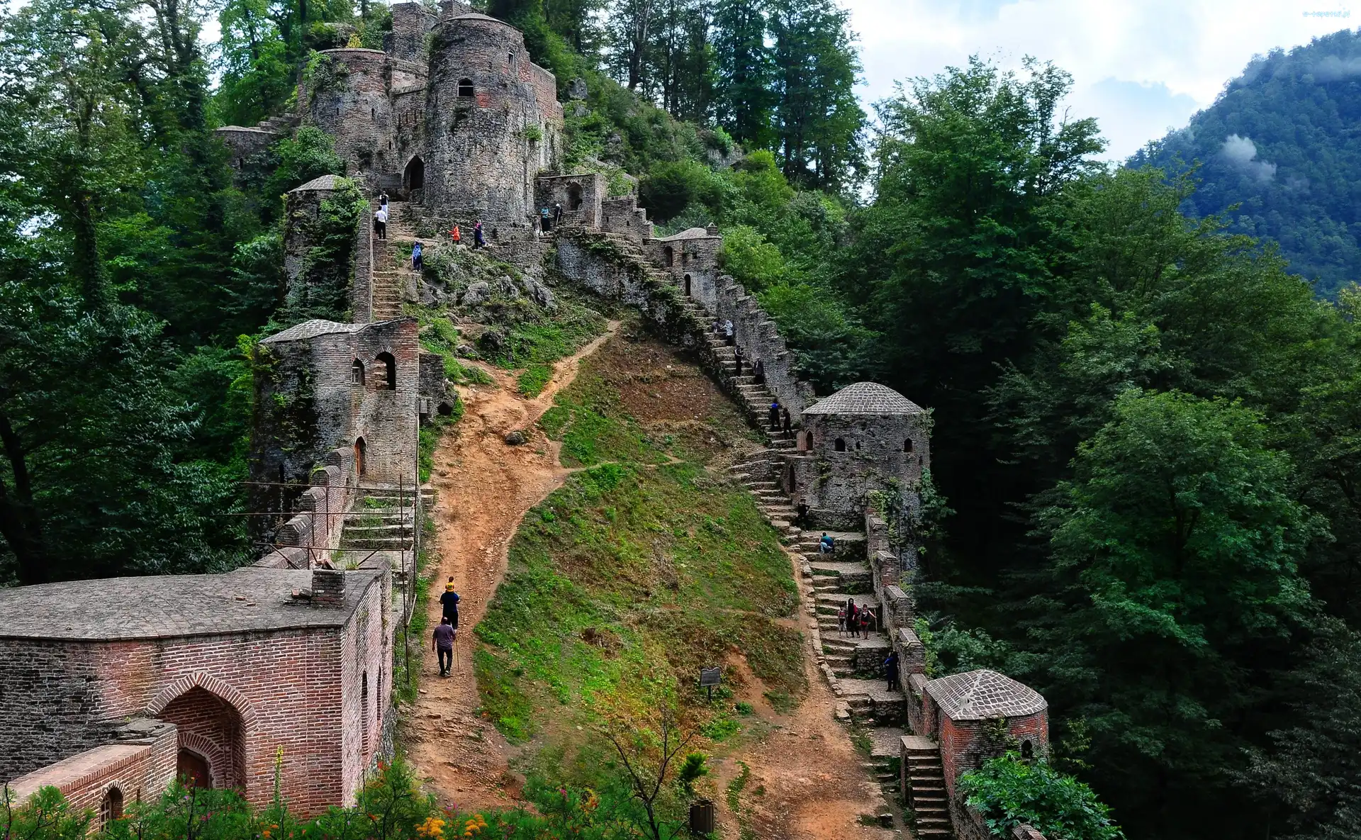 Ruiny, Prowincja Gilan, Iran, Schody, Rood-khan Castle, Zamek Rudkhan