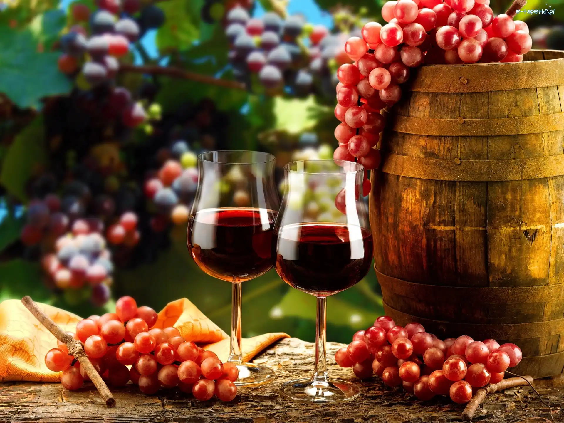 Winogrona, Kieliszki, Antałek, Kompozycja, Wino