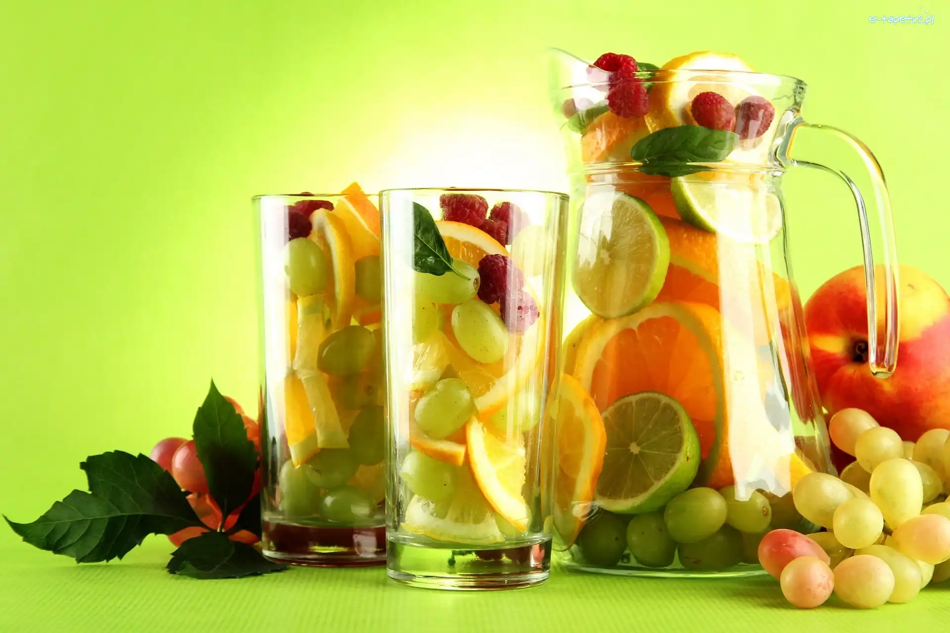 Winogrona, Pomarańcze, Jabłko, Owocowy Deser, Limonki