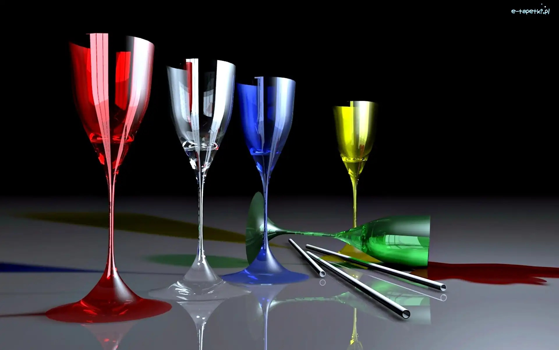 Kolorowe, Cinema 4d, Grafika wektorowa, Kieliszki