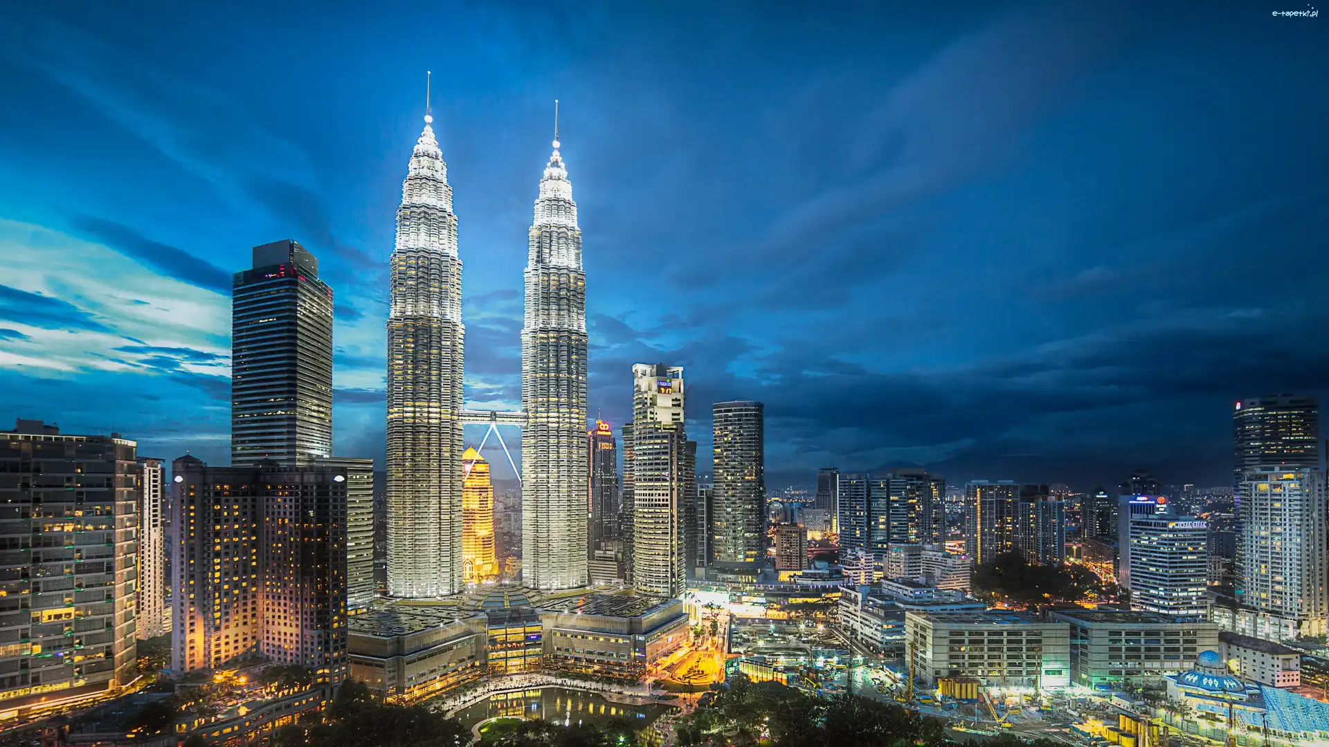 Malezja, Miasto, Kuala Lumpur, Petronas Towers, Noc
