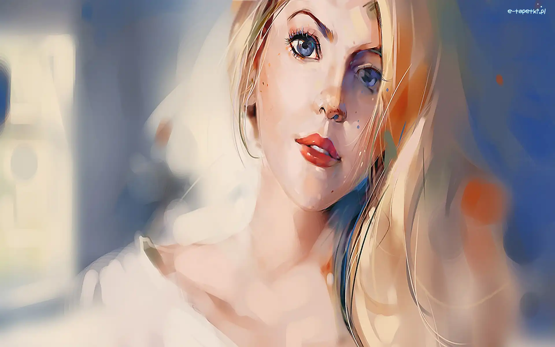 Blondynka, Makijaż, Delikatny, Grafika