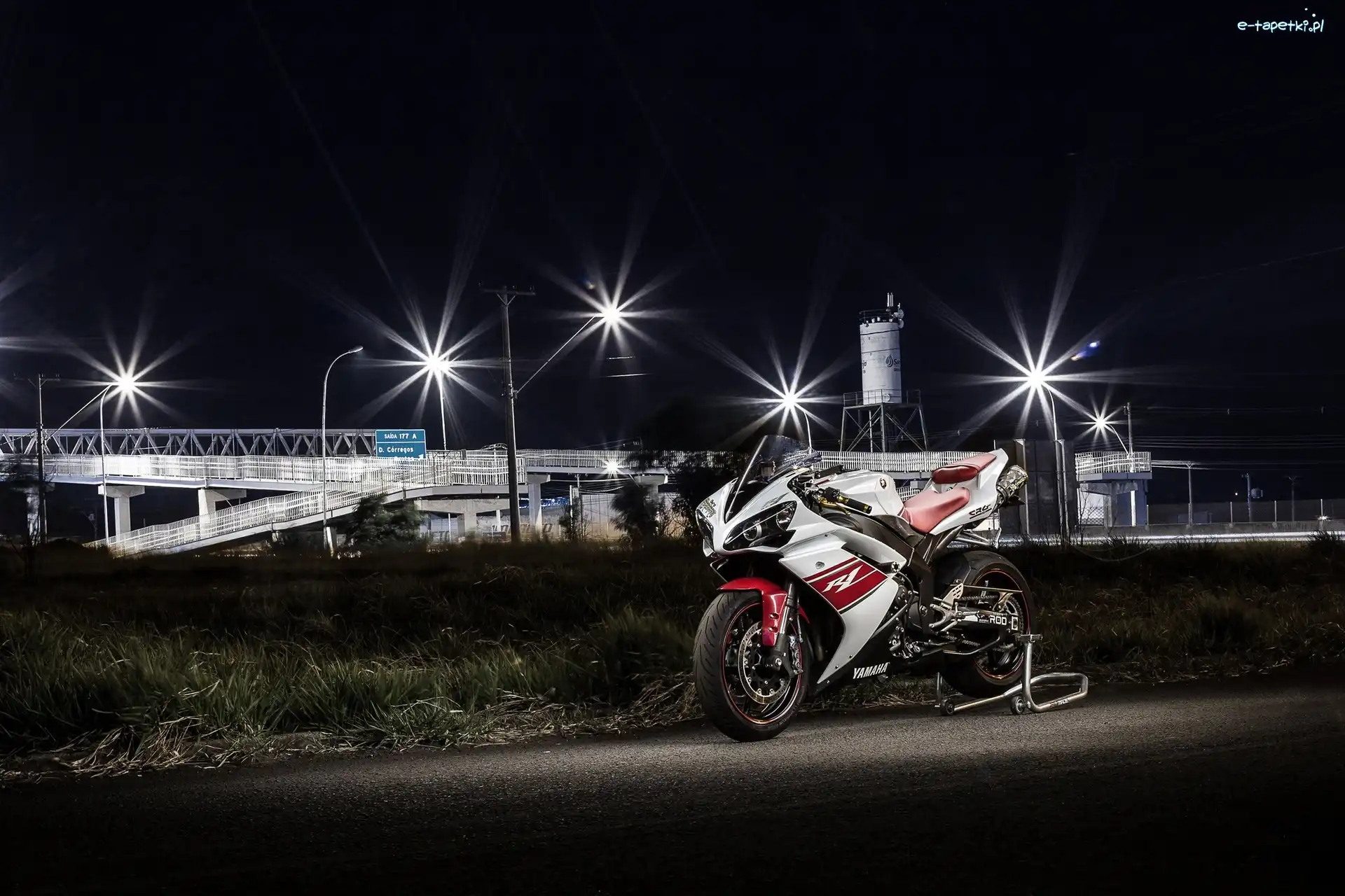 Yamaha, Światła, Noc, Motocykl