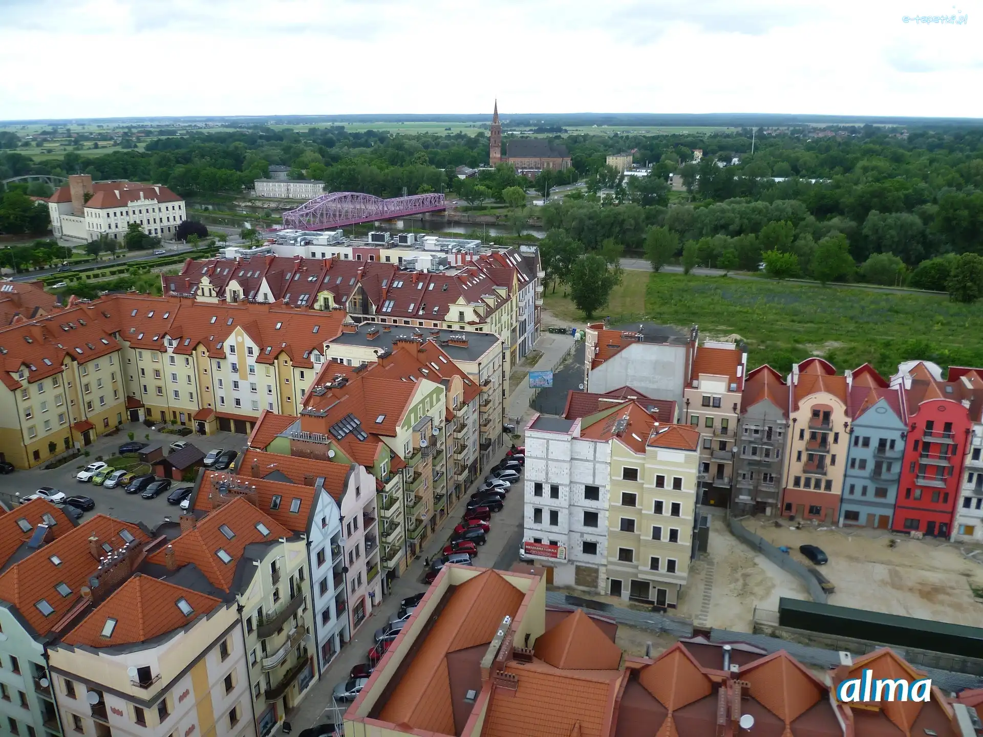 Budynki, Panorama, Miasta, Most, Głogów, Polska
