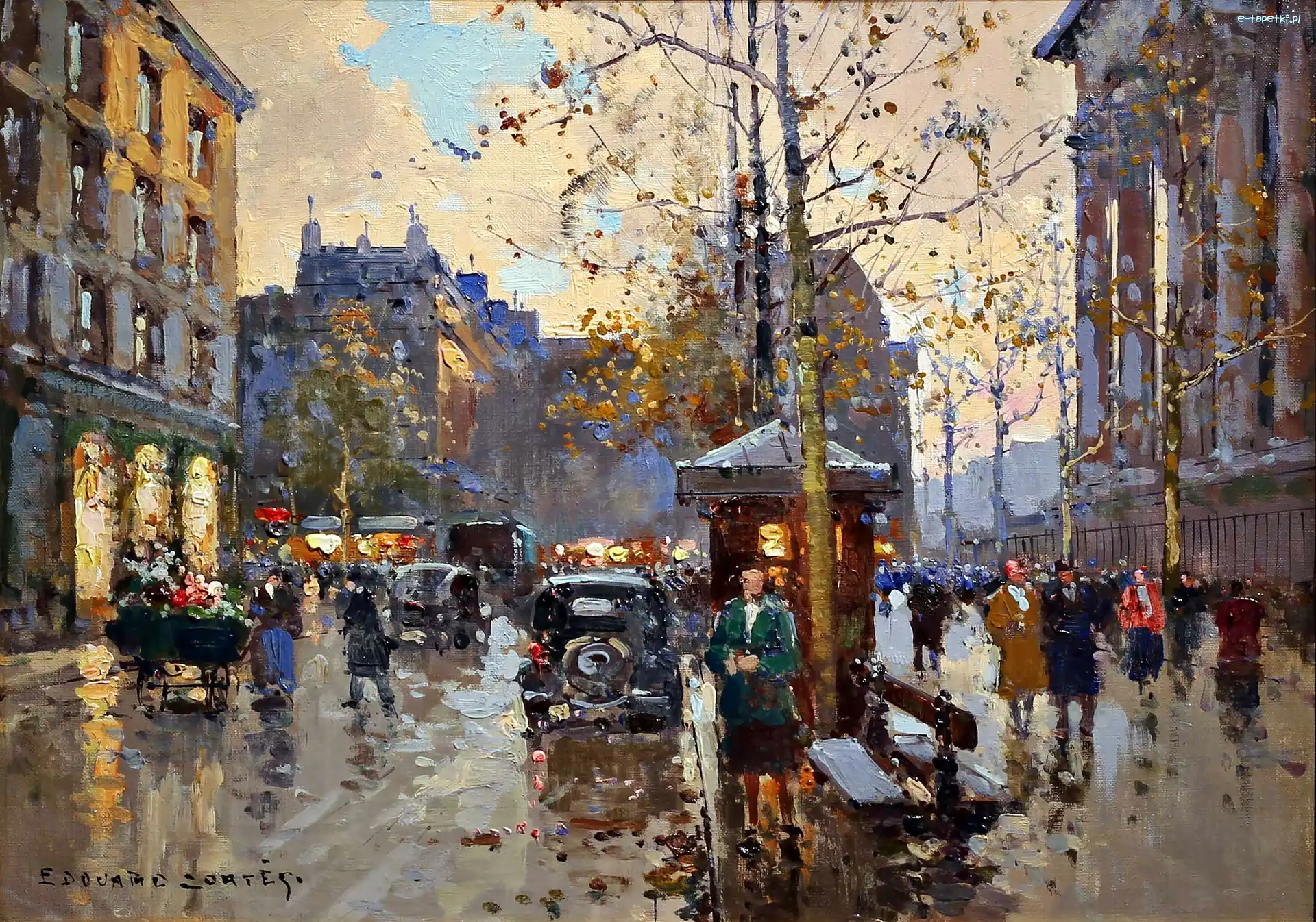 Miasta, Plac, De la Madeleine, Cortes, Edouard, Fragment, Paryż