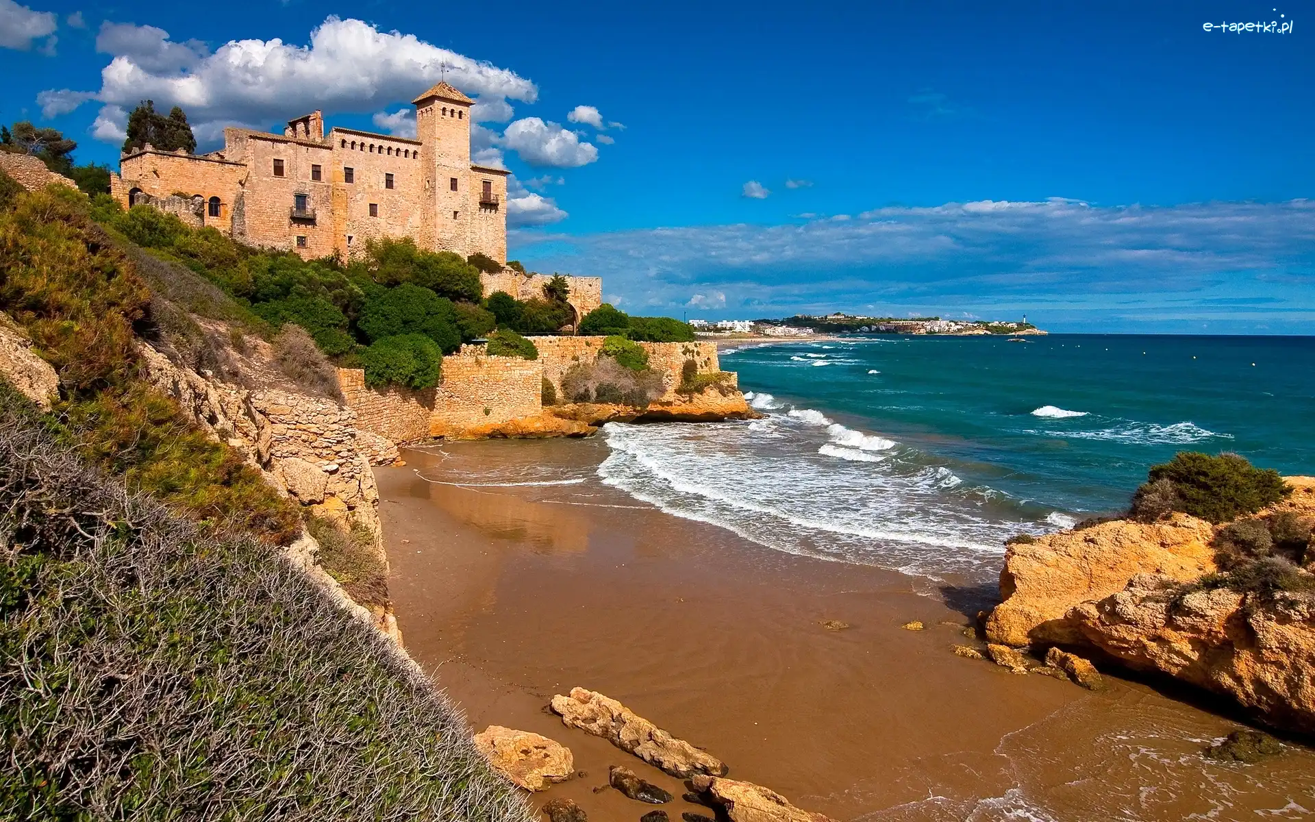 Morze, Zamek Tamarit, Castle of Tamarit, Wybrzeże, Tarragona, Hiszpania