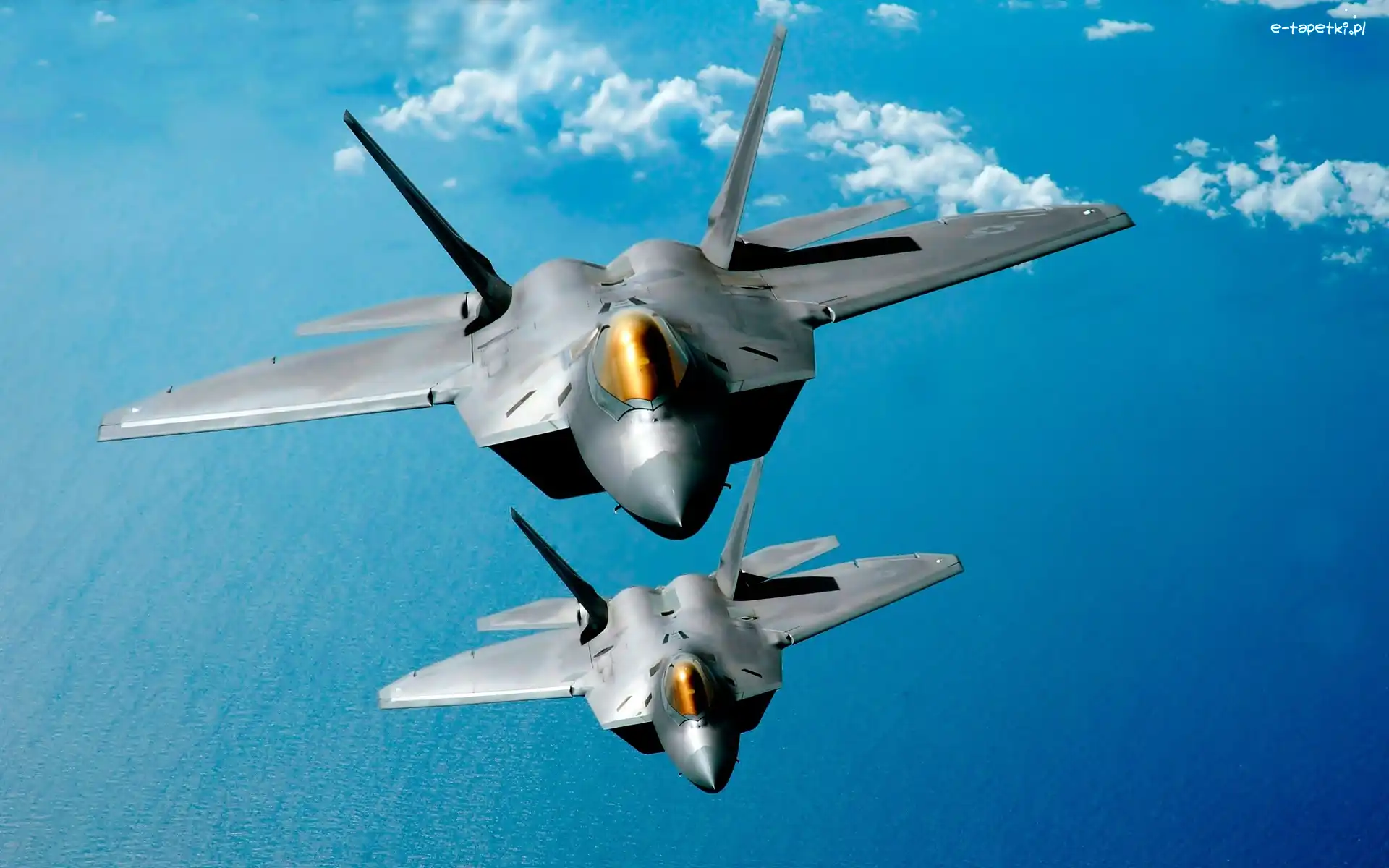 F22, Myśliwskie, Raptor, Niebo, Samoloty, Dwa