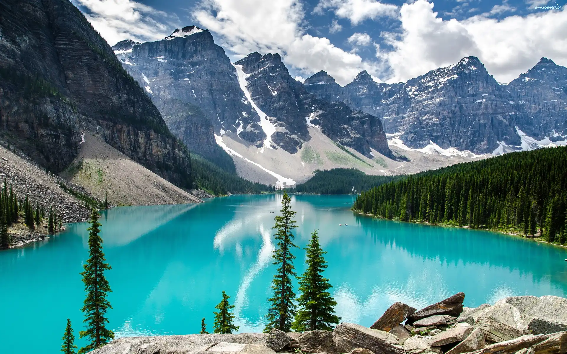 Las, Góry, Jezioro Moraine, Skały, Park Narodowy Banff, Kanada