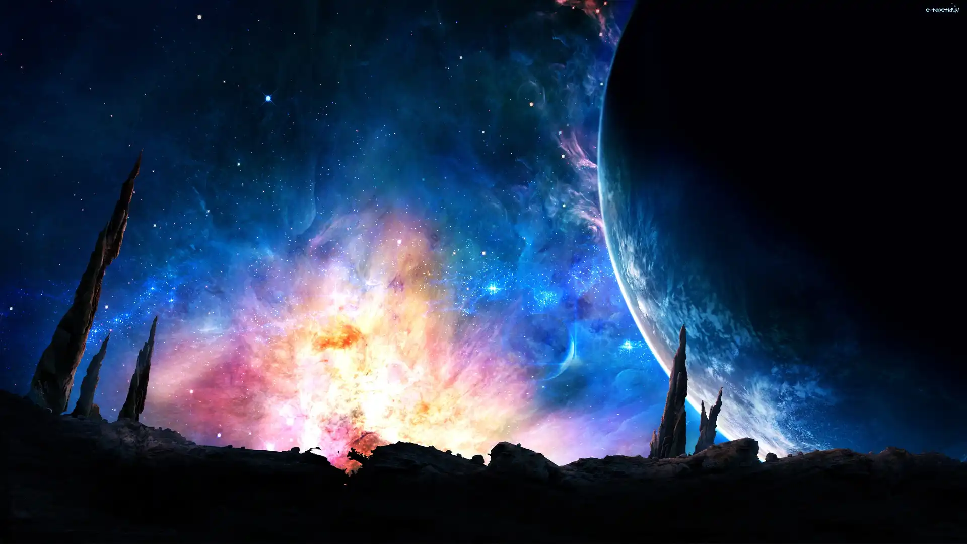 planeta, gwiazdy, galaktyka, Kosmos