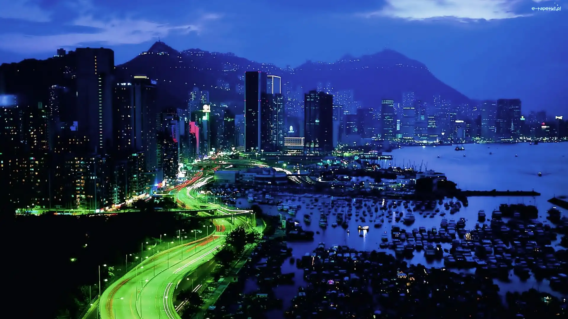 Marina, Chmur, Nocą, Miasto, Zatoka, Jachty, Hong Kong, Drapacze