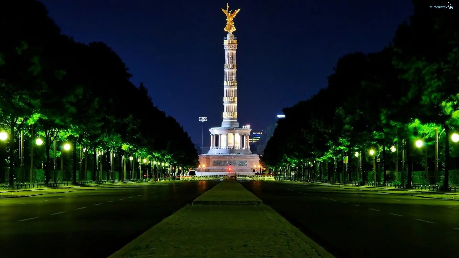 Kolumna, Berlin, Zwycięstwa, Nocą, Miasto