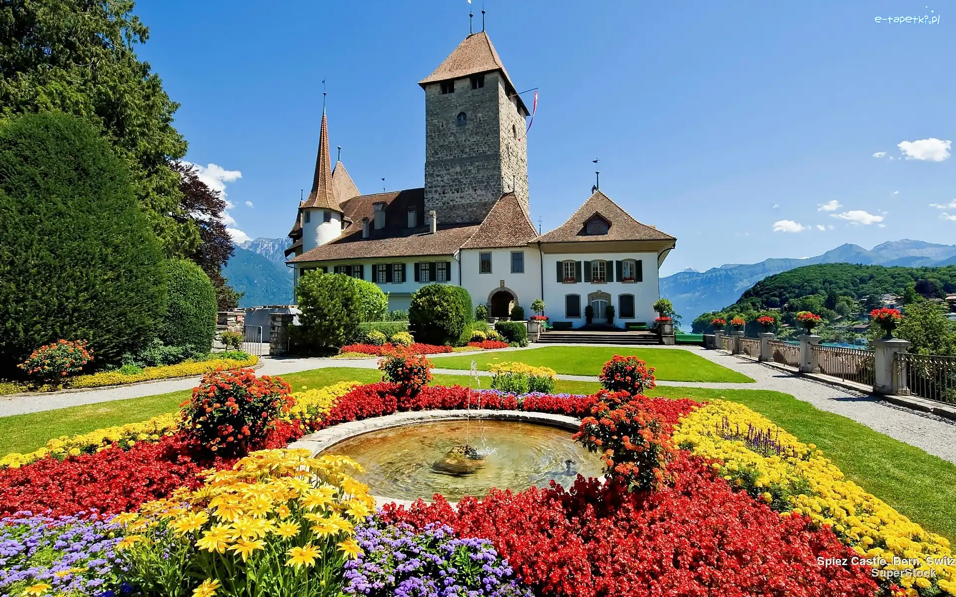 Restauracja, Ogród, Fontanna, Budynek