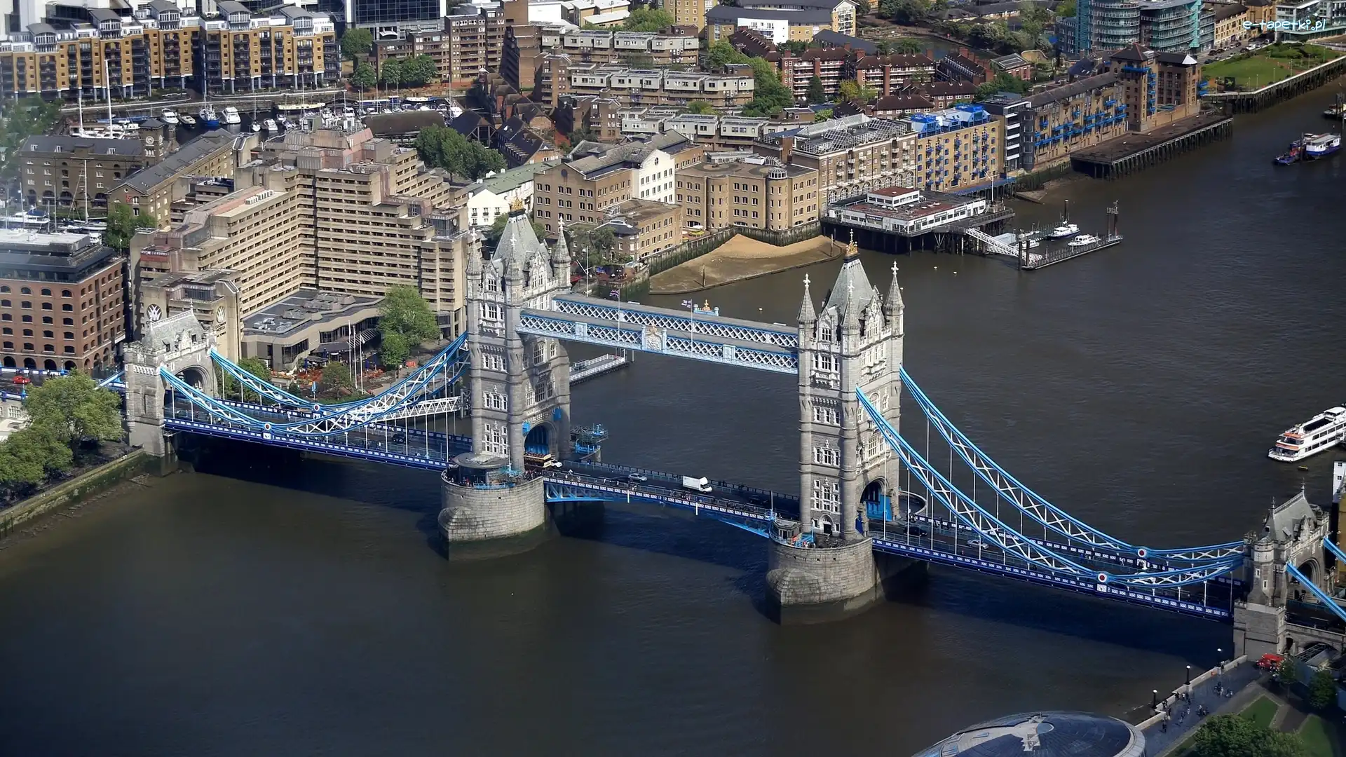 Most Tower Bridge, Londyn, Rzeka, Z lotu ptaka, Anglia