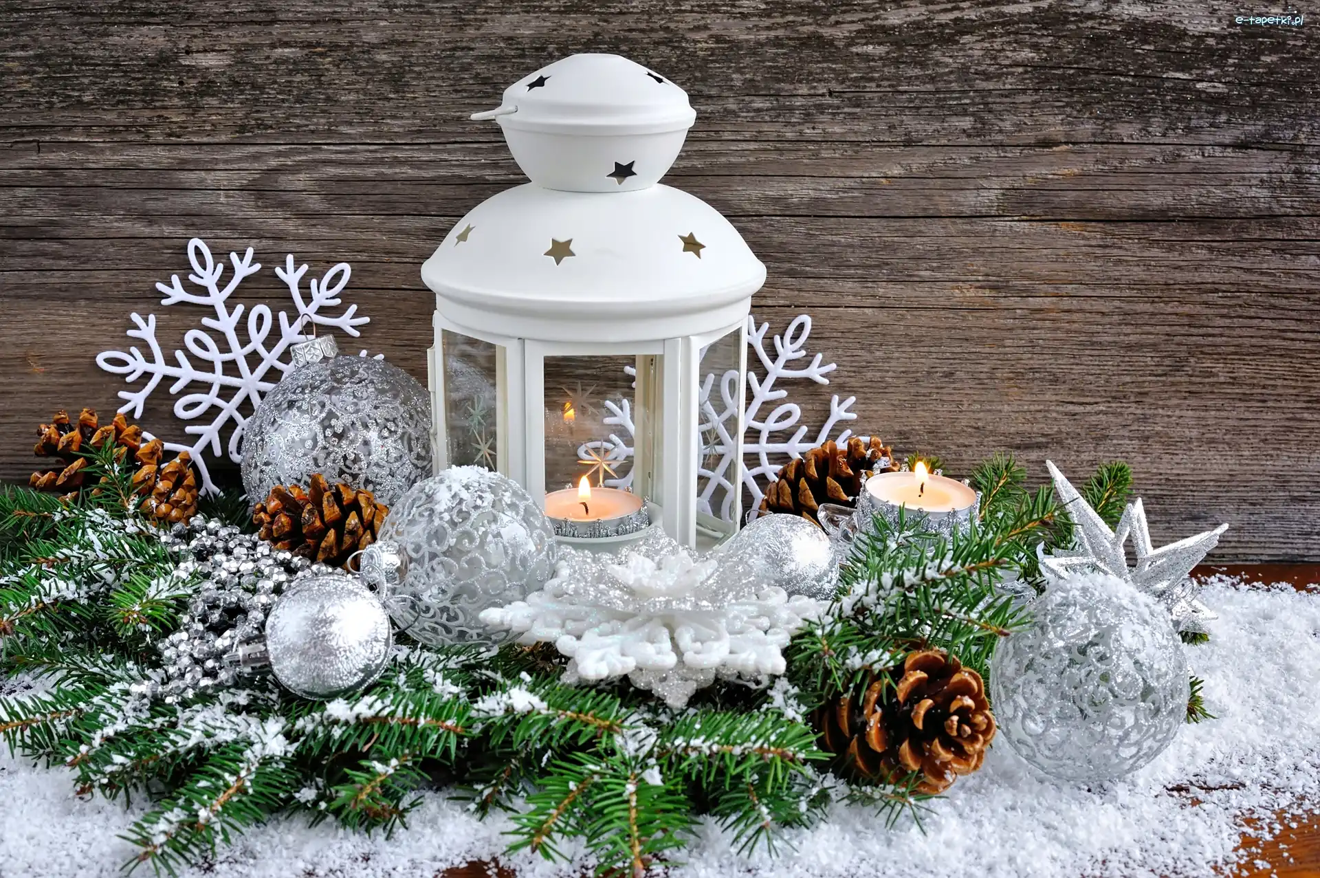 Szyszki, Świeczki, Lampion, Bombki, Świąteczna, Kompozycja