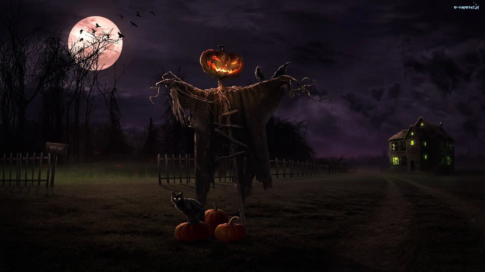 Księżyc, Zamek, Strach, Halloween