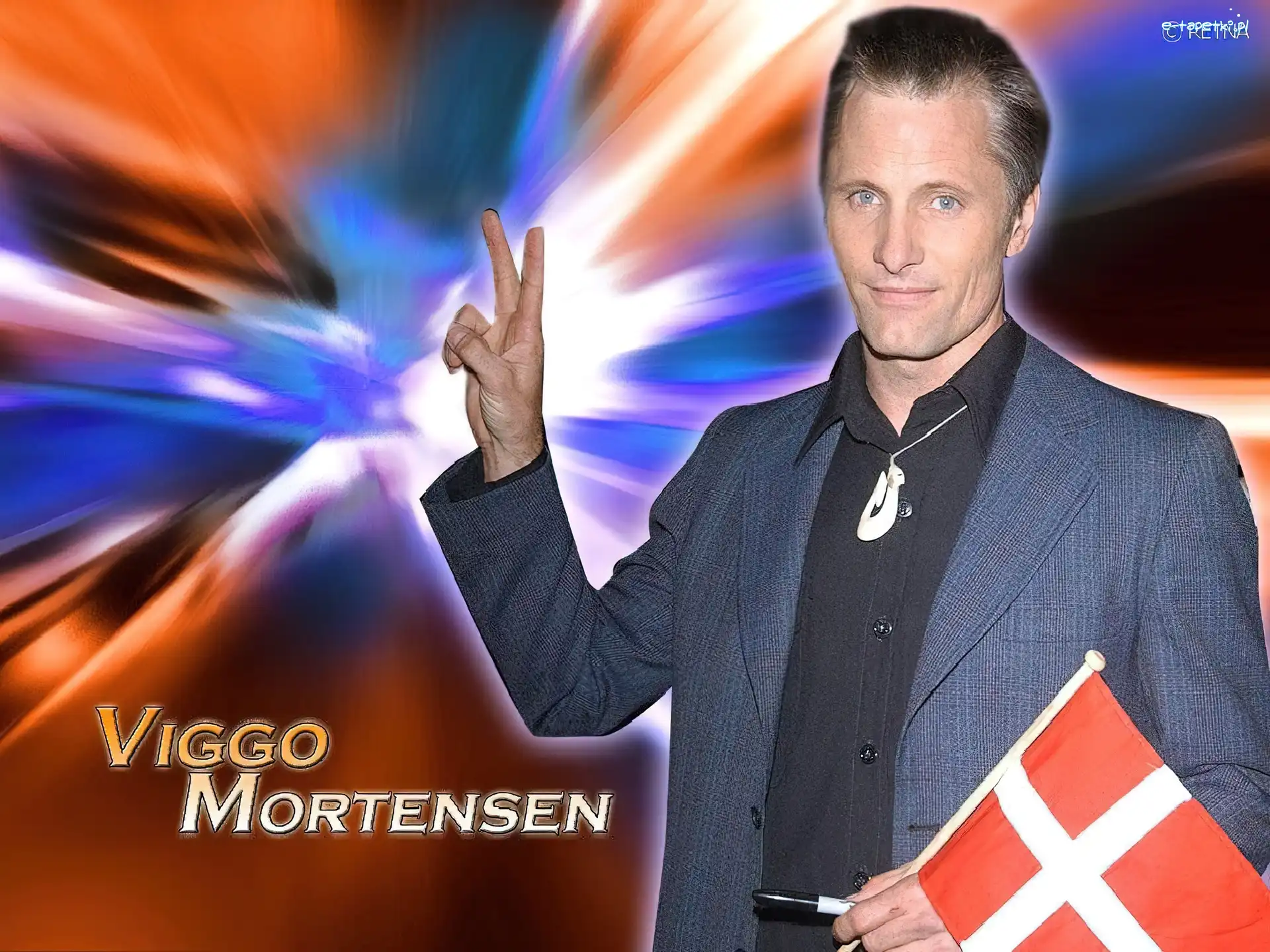 flaga, czarna koszula, Viggo Mortensen