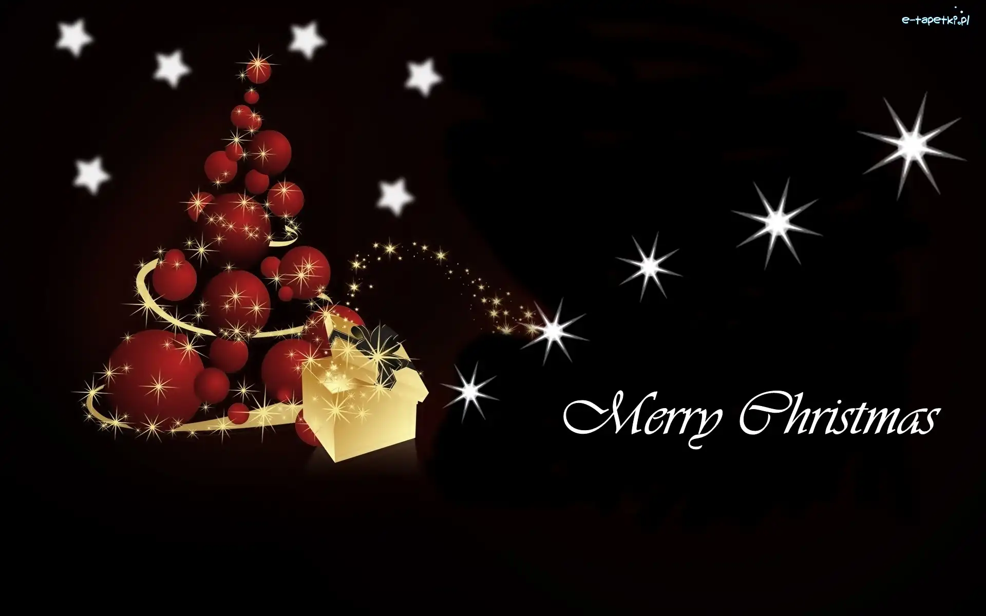 Prezent, Merry Christmas, Gwiazdy, Choinka