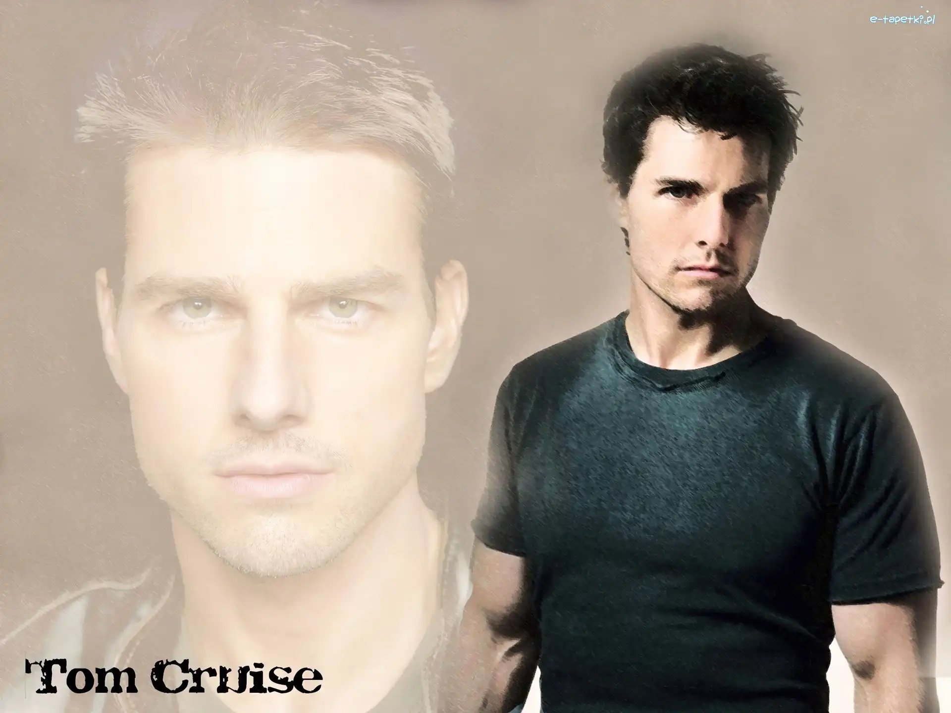 czarny t-shirt, twarz, Tom Cruise