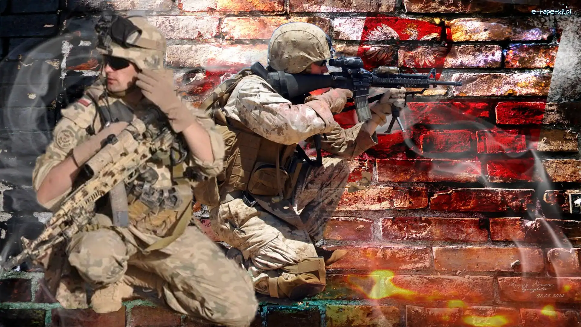 Flaga, Orzeł, Okulary, Mur, Cegła, Żołnierze