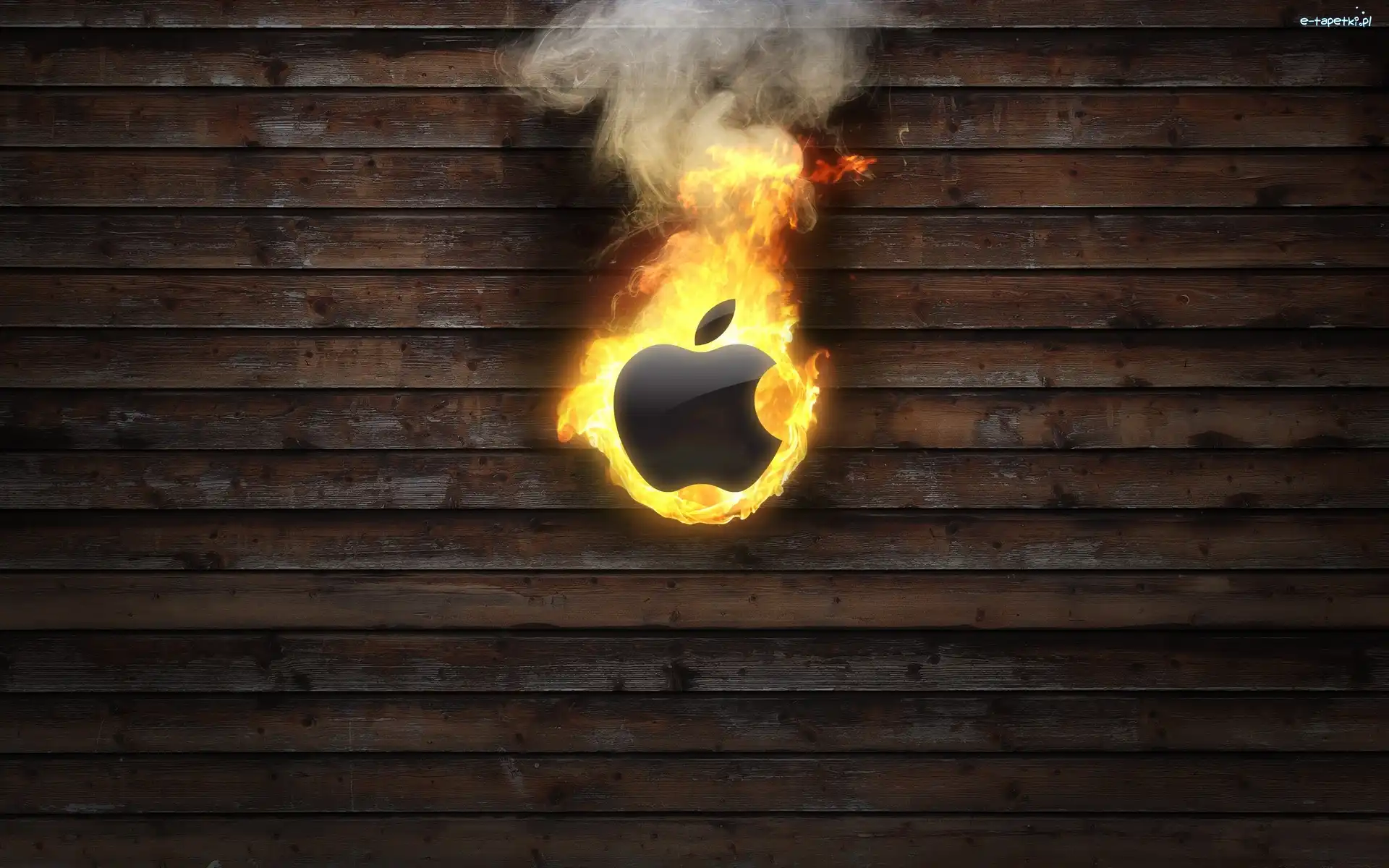 Logo, Deski, Płomienie, Apple