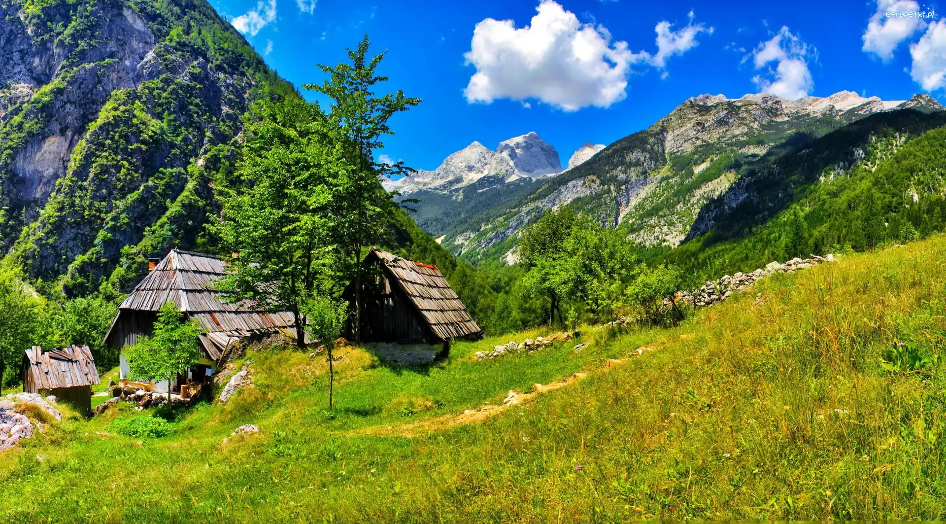 Góry, Łąka, Lasy, Domy
